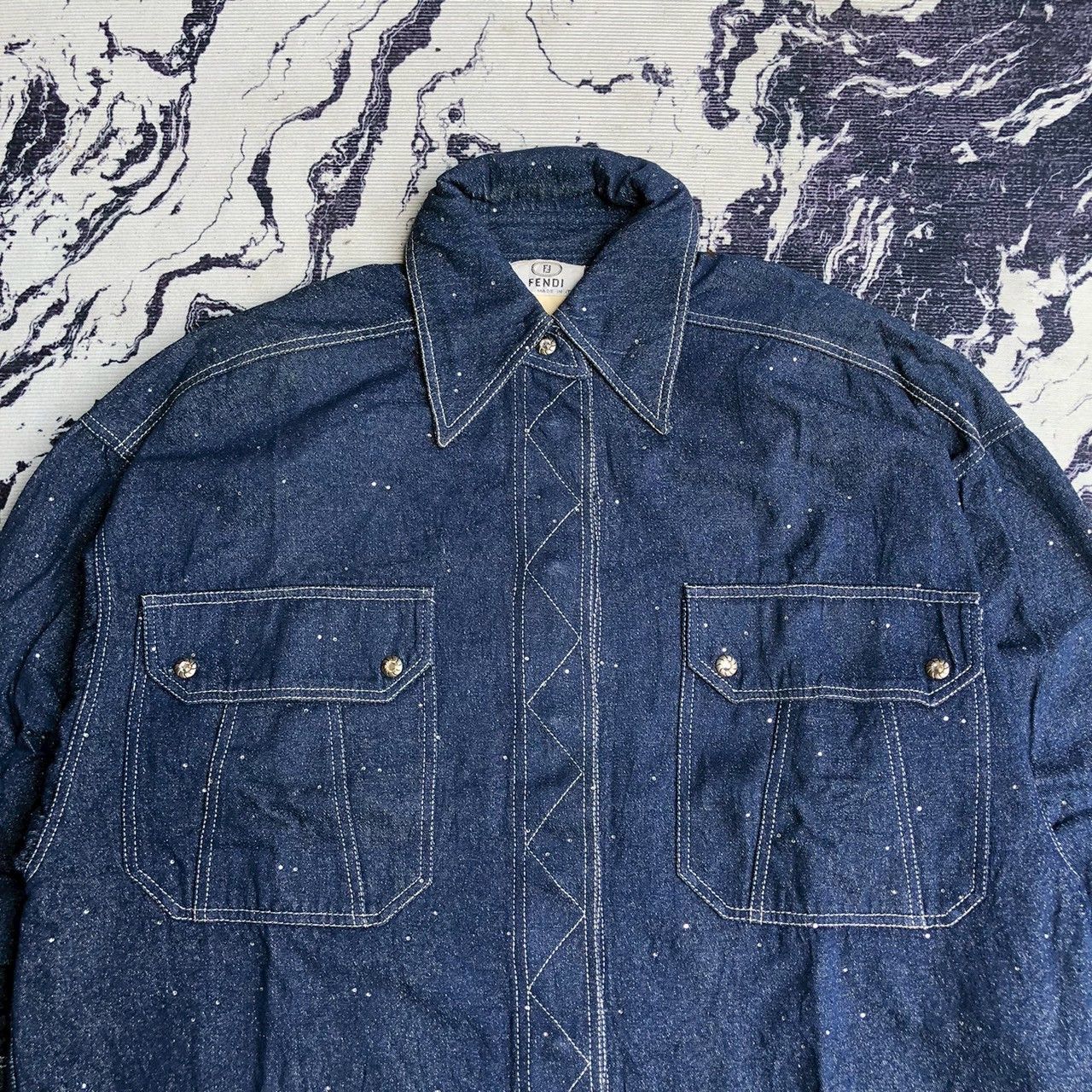 Fendi Fendi Speckled Glitter Denim Overshirts Size US M / EU 48-50 / 2 - 2 Thumbnail