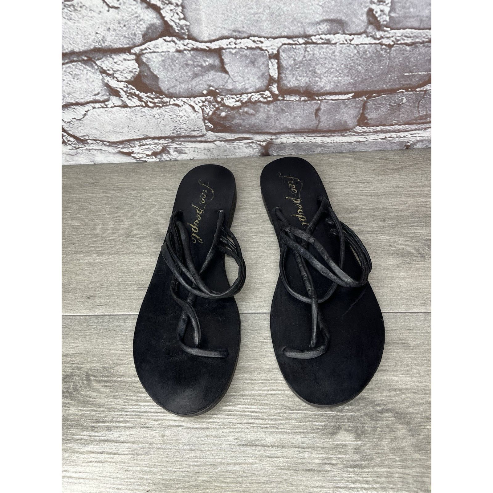 Free People Free People Kayla Black Leather Strappy Slides Sandals Women Size US 7.5 / IT 37.5 - 13 Thumbnail
