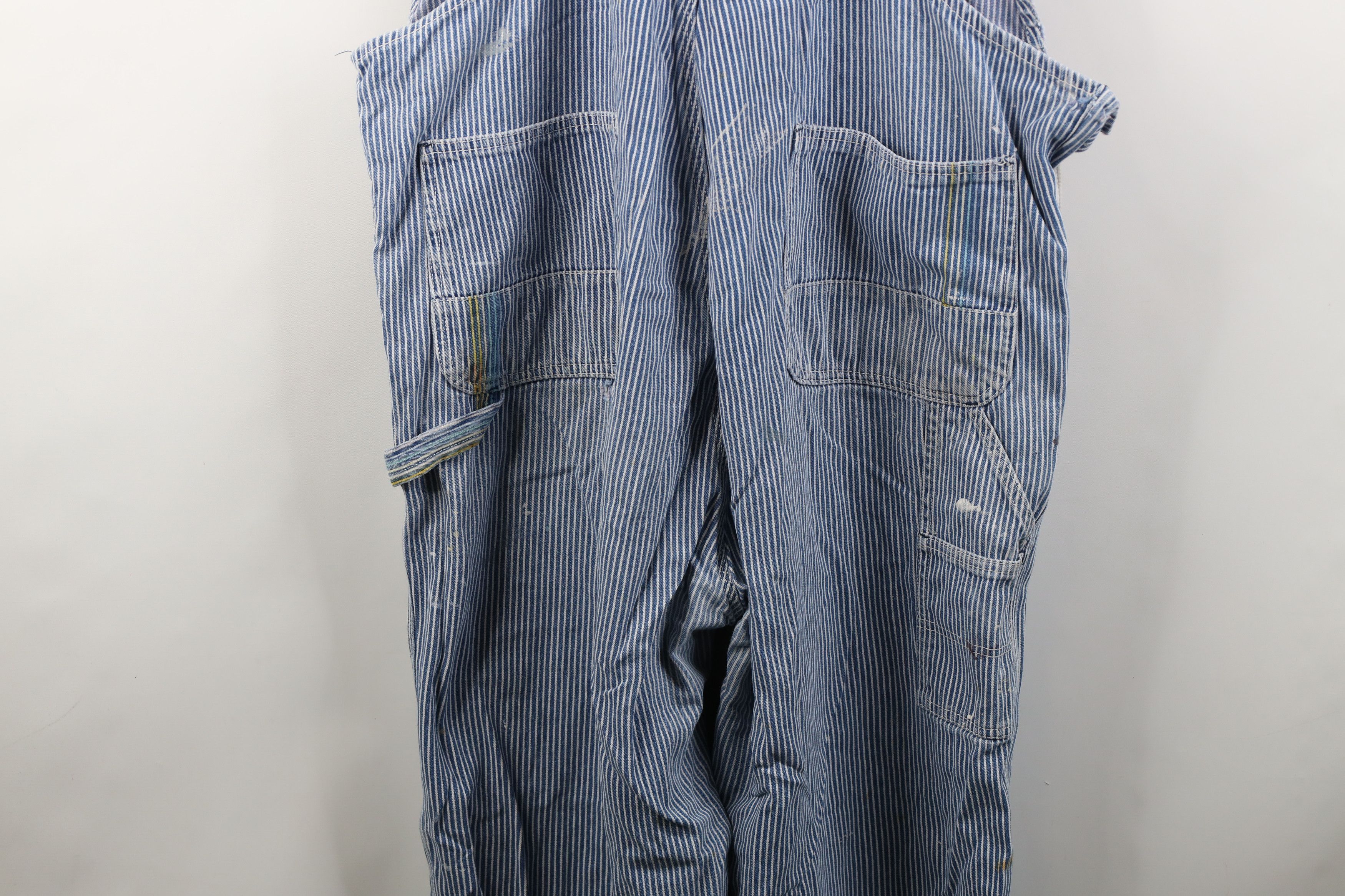Vintage Vintage 90s Streetwear Thrashed Hickory Striped Overalls Size US 42 / EU 58 - 15 Thumbnail