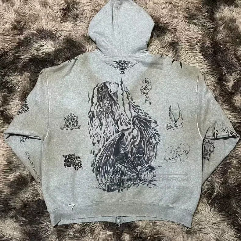 Balenciaga Balenciaga Hand-drawn tattoo pattern zip-up hooded sweatsh Size US M / EU 48-50 / 2 - 2 Thumbnail