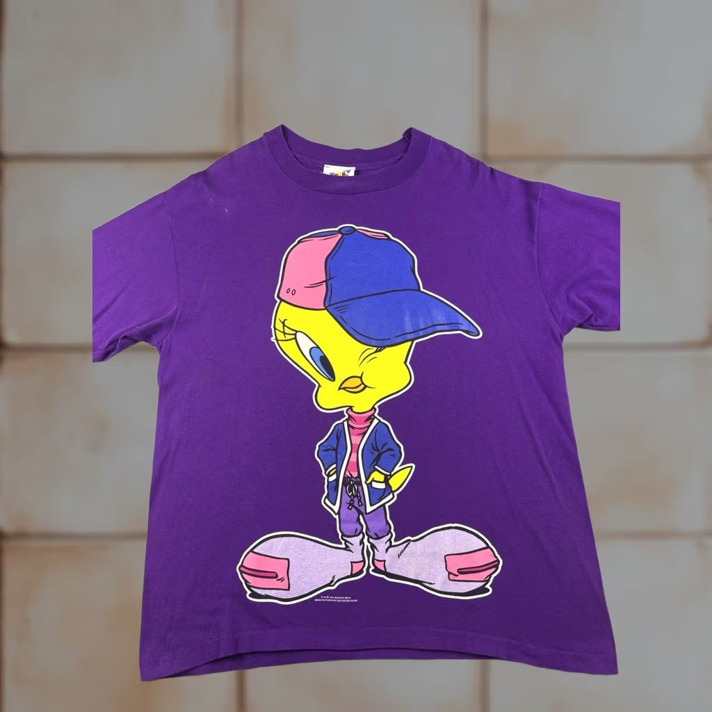 Vintage VINTAGE Looney Tunes Tweety Bird Shirt L Men Purple Double Sided USA 90s Size US L / EU 52-54 / 3 - 1 Thumbnail