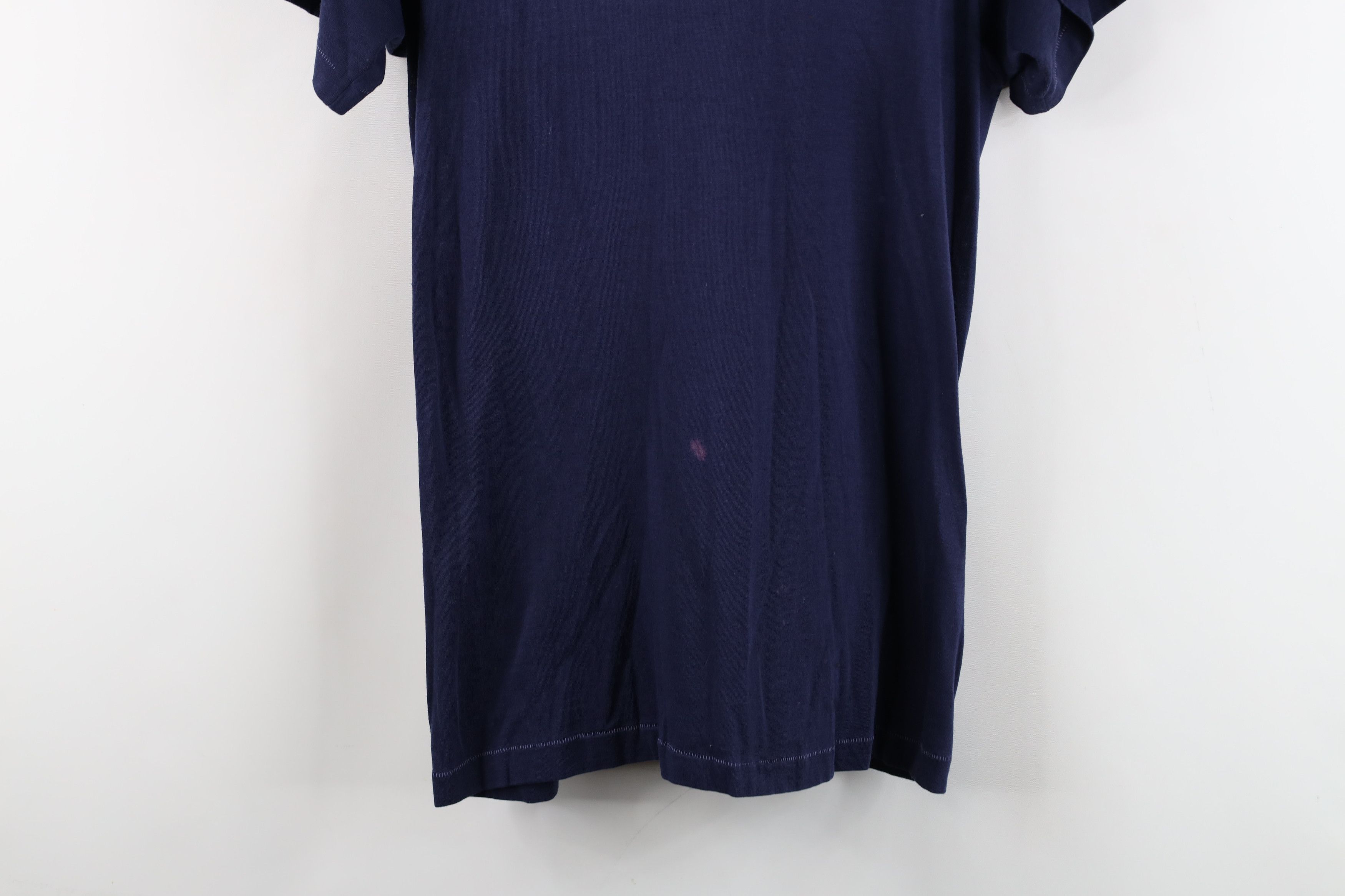 Vintage Vintage 70s Streetwear Blank Short Sleeve T-Shirt Blue USA Size US L / EU 52-54 / 3 - 3 Thumbnail