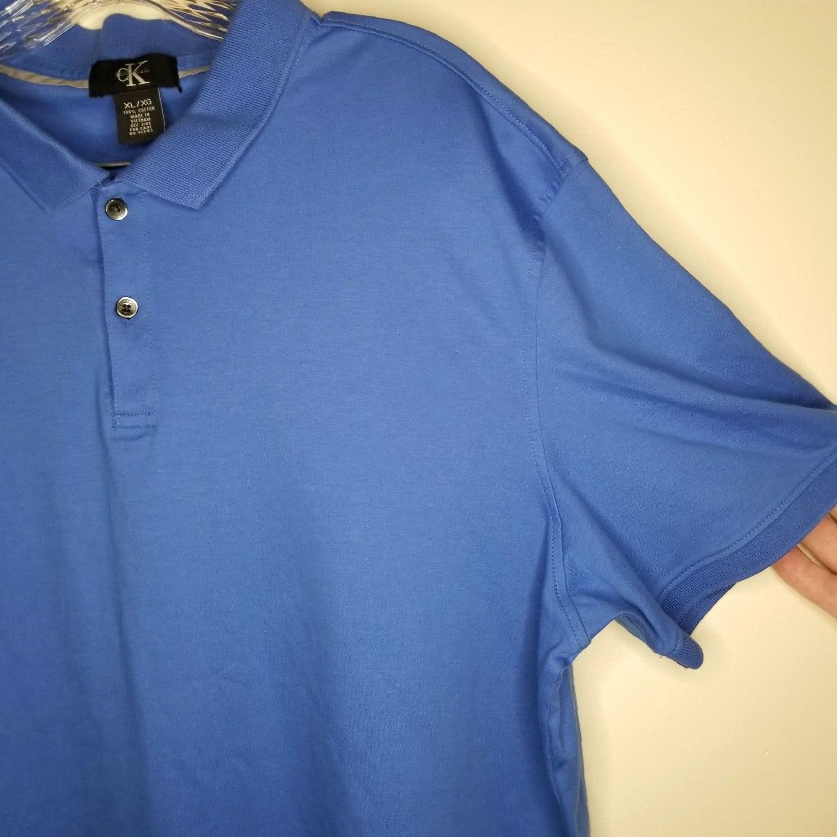 Calvin Klein Calvin Klein Super Soft Mens Blue Short Sleeve Polo Shirt XL Size US XL / EU 56 / 4 - 2 Thumbnail