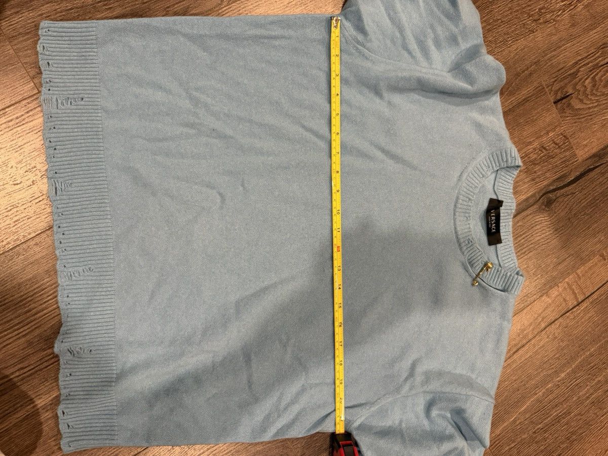 Versace Blue 95% Cashmere Versace Sweater Gold Paperclip Accent! Size US S / EU 44-46 / 1 - 11 Thumbnail