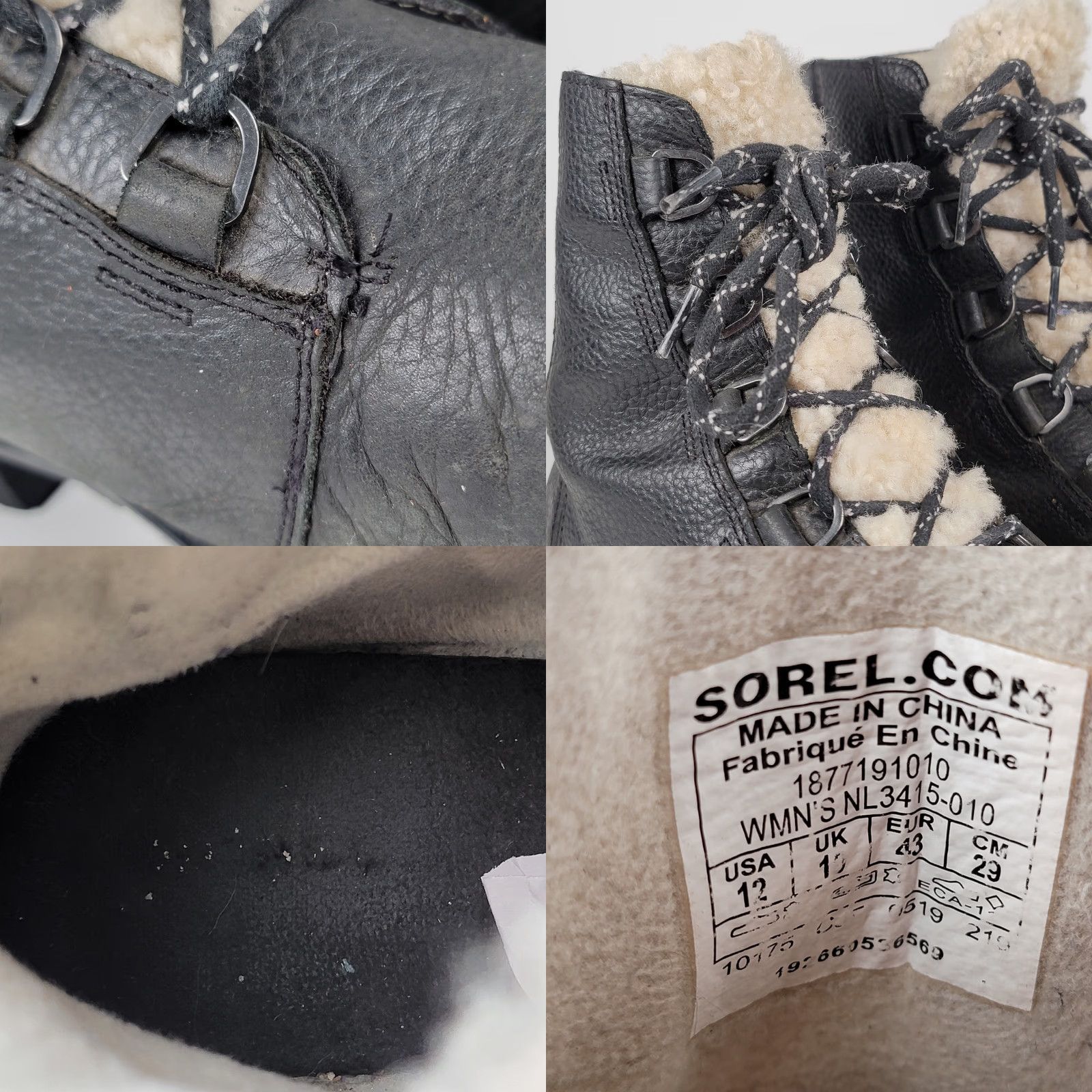 SOREL Sorel Emelie Boots Woman Snow Boot Waterproof Winter Lace Up Black 12 Mid-Calf Sheepskin Lining Rubber Outsole Womens Boots Size 32" / US 10 / IT 46 - 9 Thumbnail
