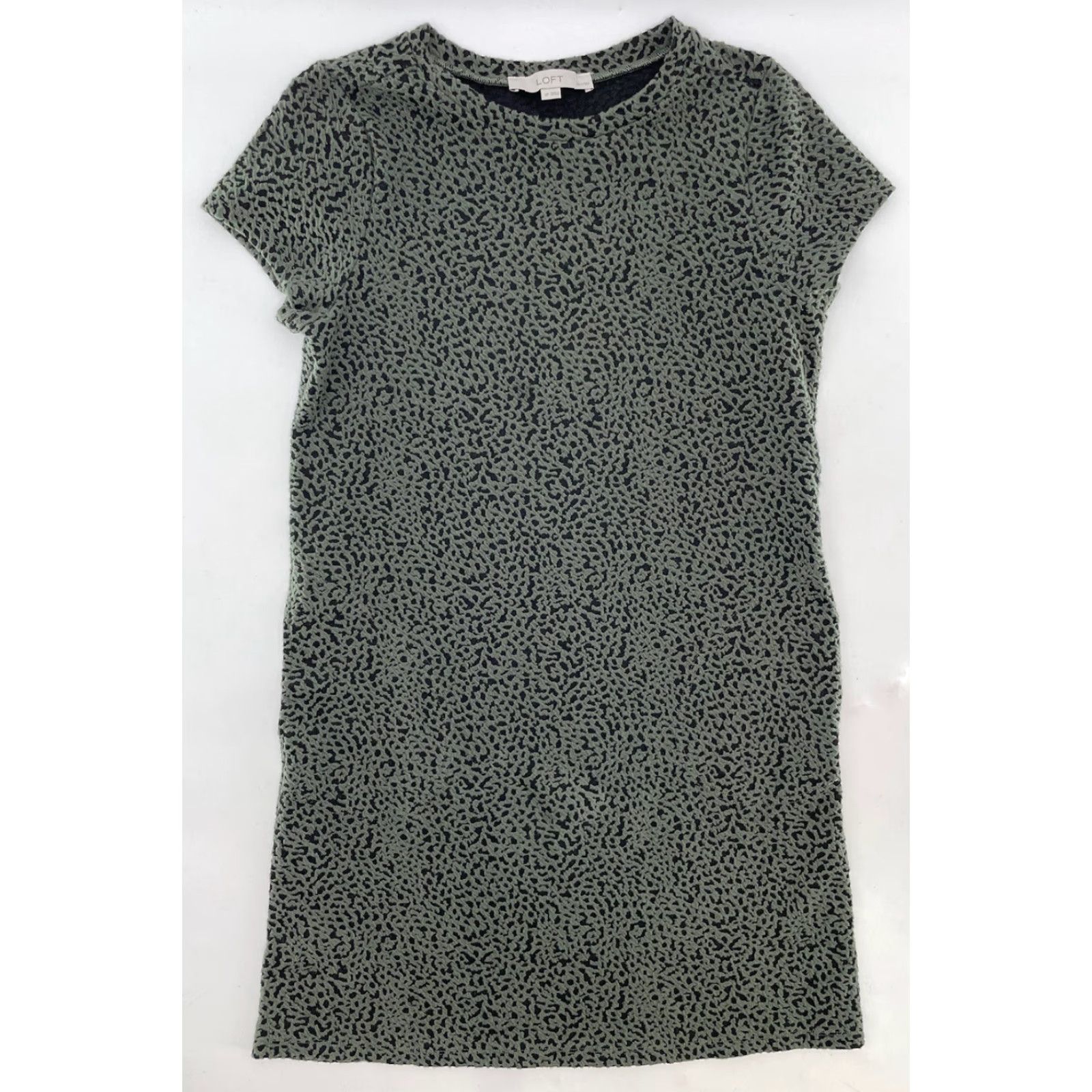 Loft LOFT Green Black Textured Shift Dress Pockets Short Sleeve PS Petite Women Shirt Dress Mens Womens Girls Boys? Size 28" / US 6 / IT 42 - 3 Thumbnail