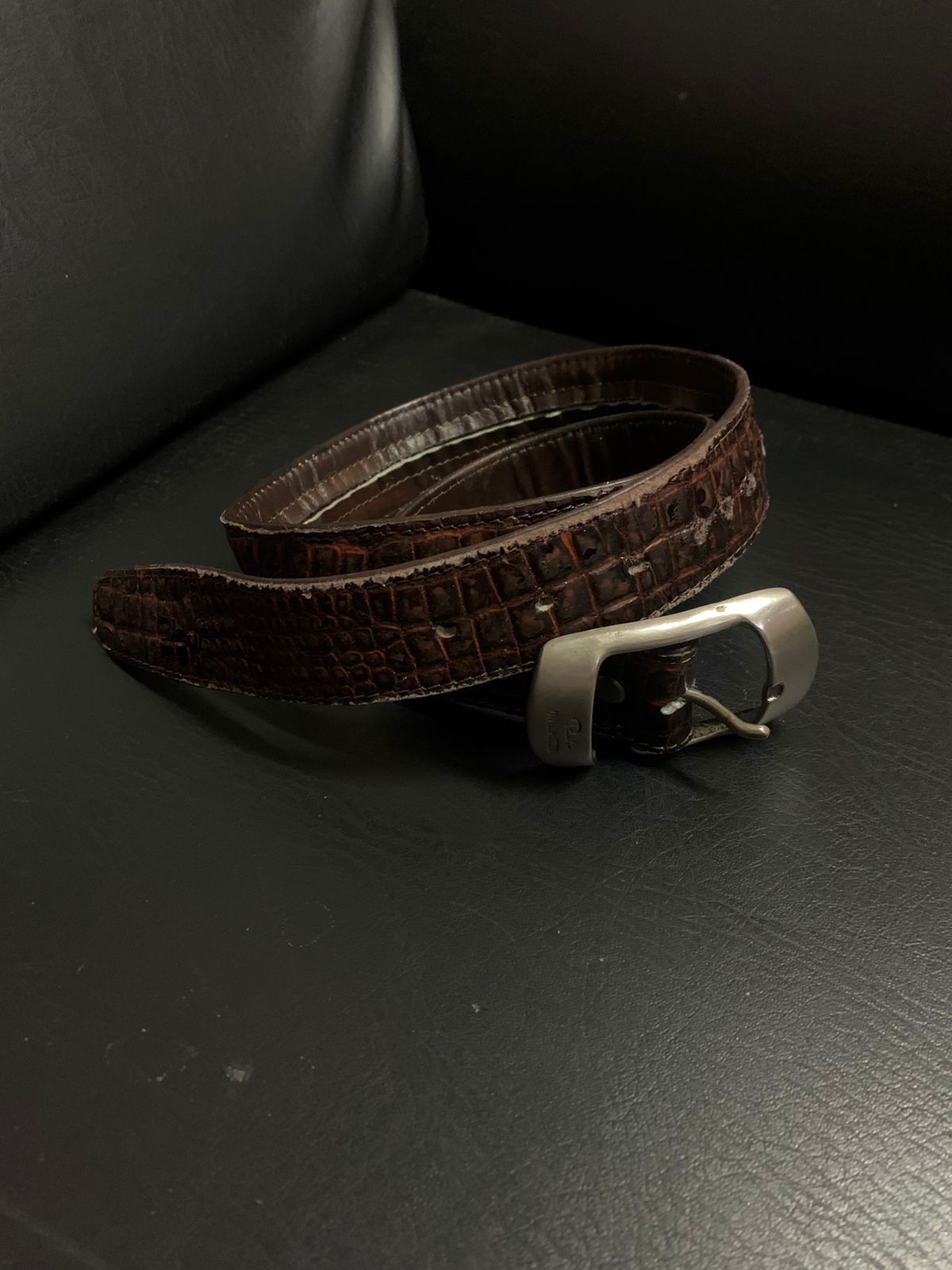 If Six Was Nine Brown aligator skin belt Size ONE SIZE - 1 Thumbnail