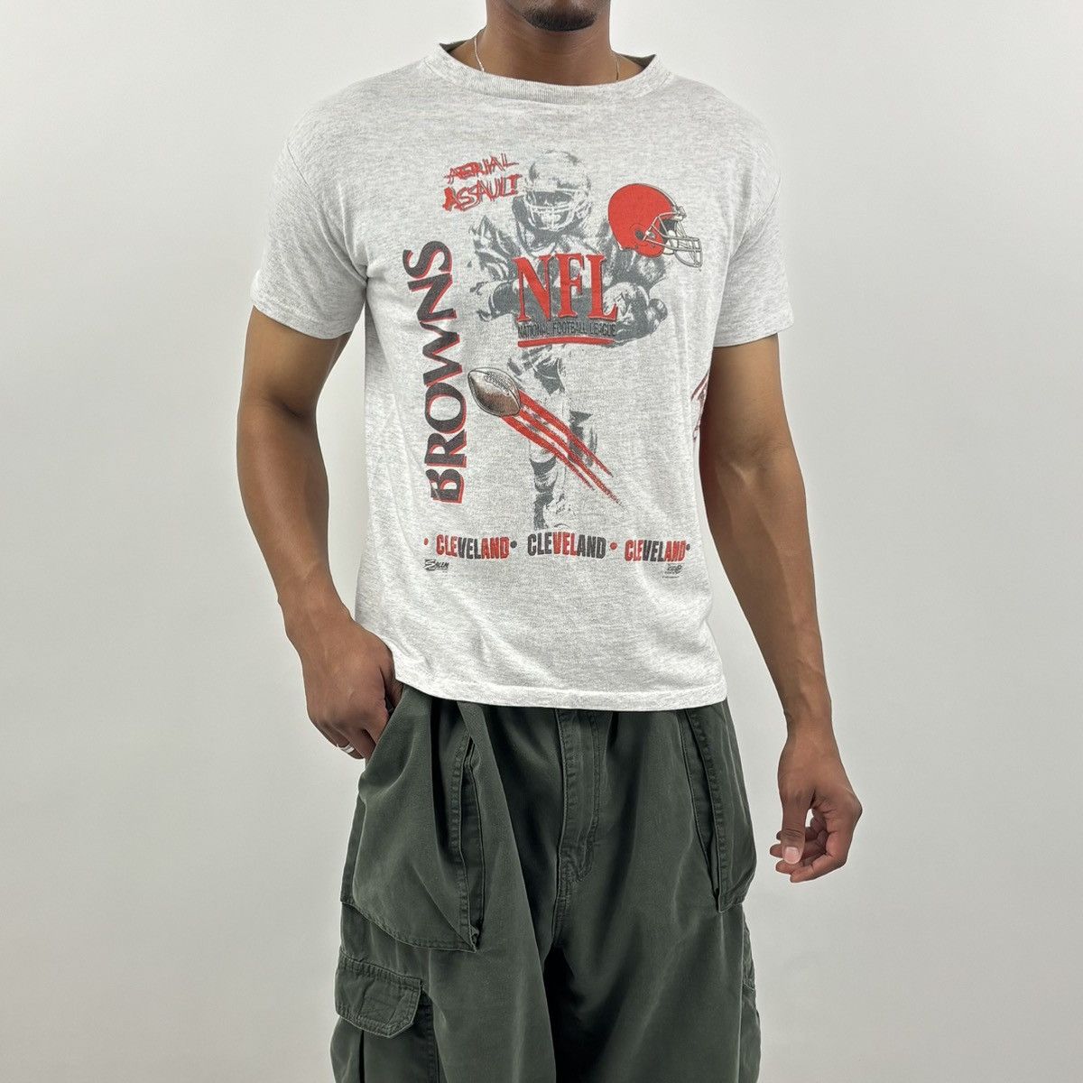 NFL vintage 90s 1991 SALEM SPORTSWEAR Cleveland Browns t-shirt Size US S / EU 44-46 / 1 - 1 Thumbnail