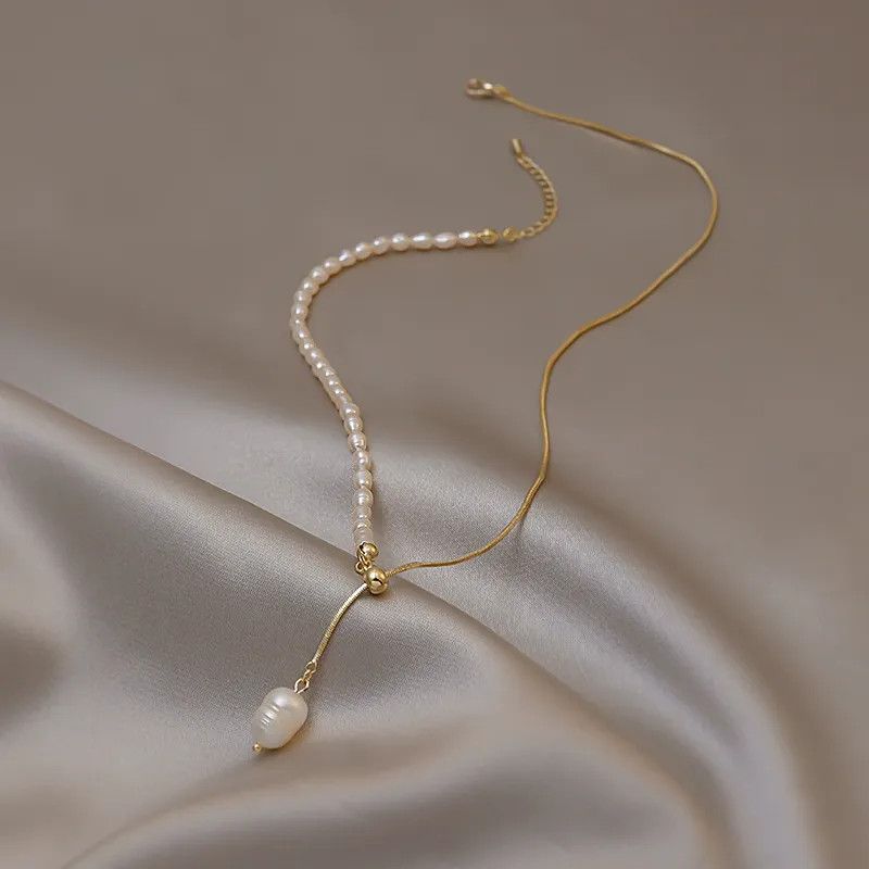 Jewelry Elegant Natural Pearl Chain Necklace Size ONE SIZE - 1 Thumbnail