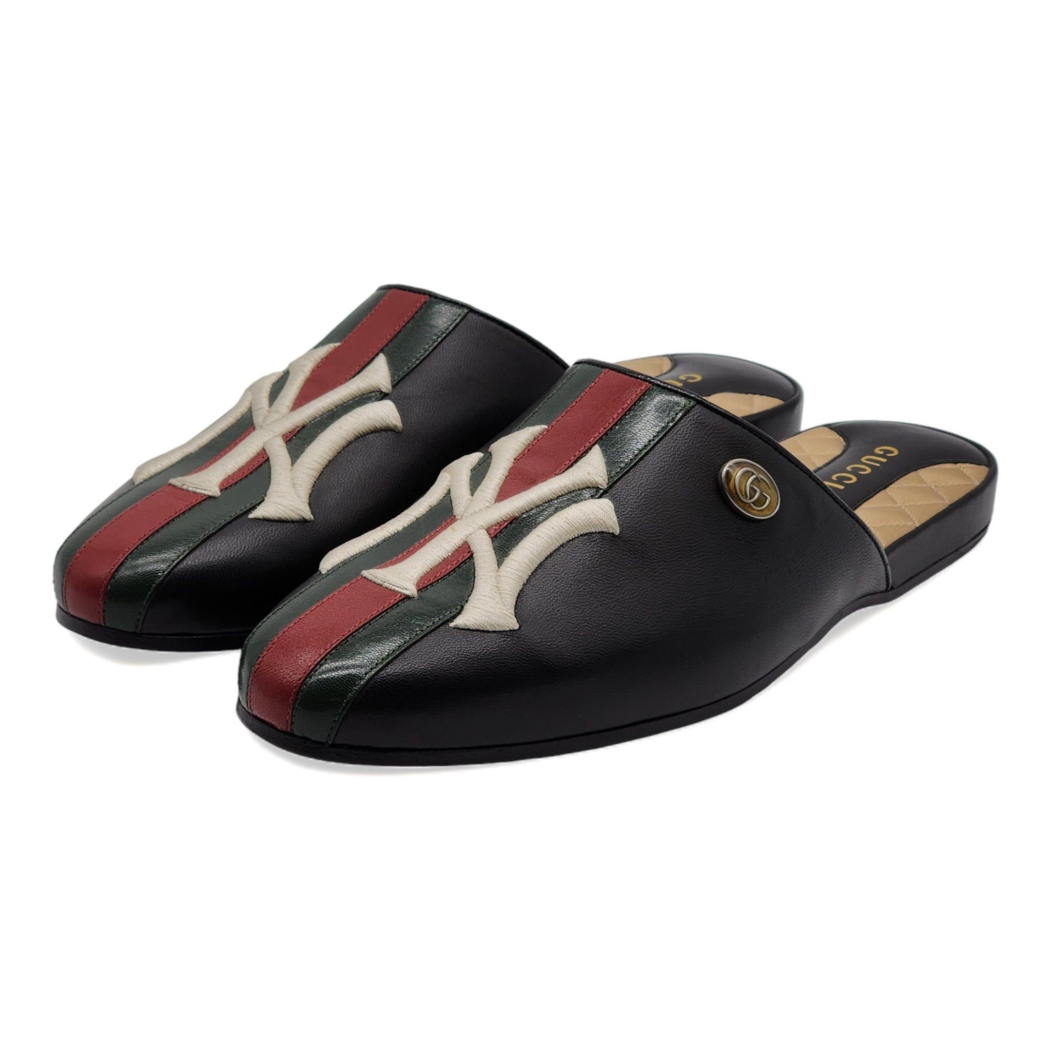 image of Gucci x New York Yankees Leather Loafers in Black, Men's (Size 9)