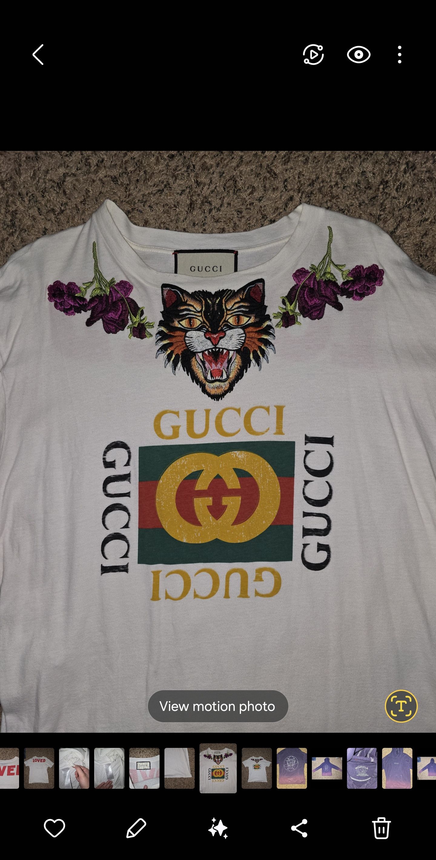 Gucci Gucci Angry Cat Floral Embroidered Logo T-Shirt Size US XL / EU 56 / 4 - 2 Thumbnail