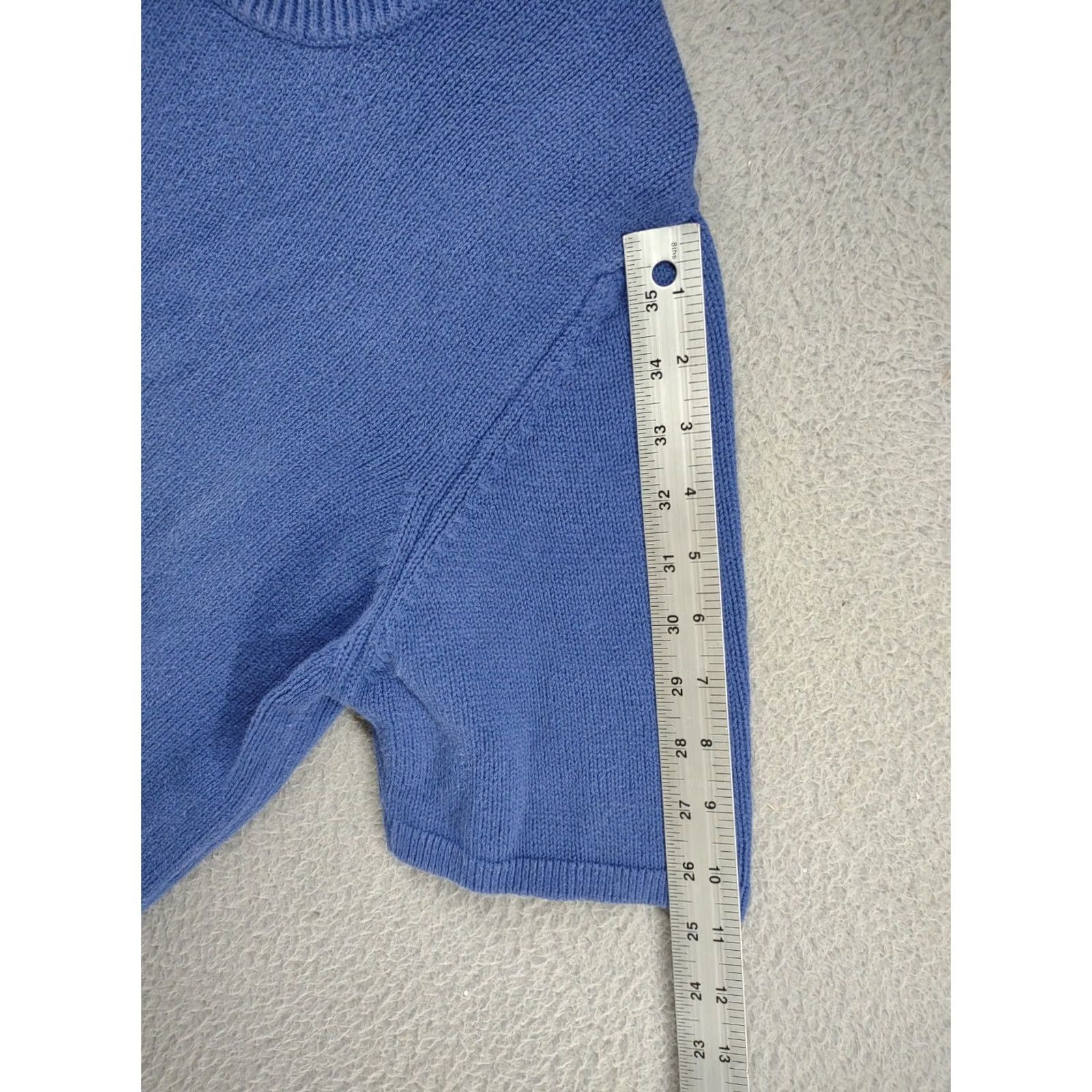 Lands' End Lands' End Knit Short Sleeve Pullover Sweater L 14/16 USA Made Blue 100% Cotton Womens Casual Knit Crew Neck Logo Vintage: No Size L / US 10 / IT 46 - 7 Thumbnail