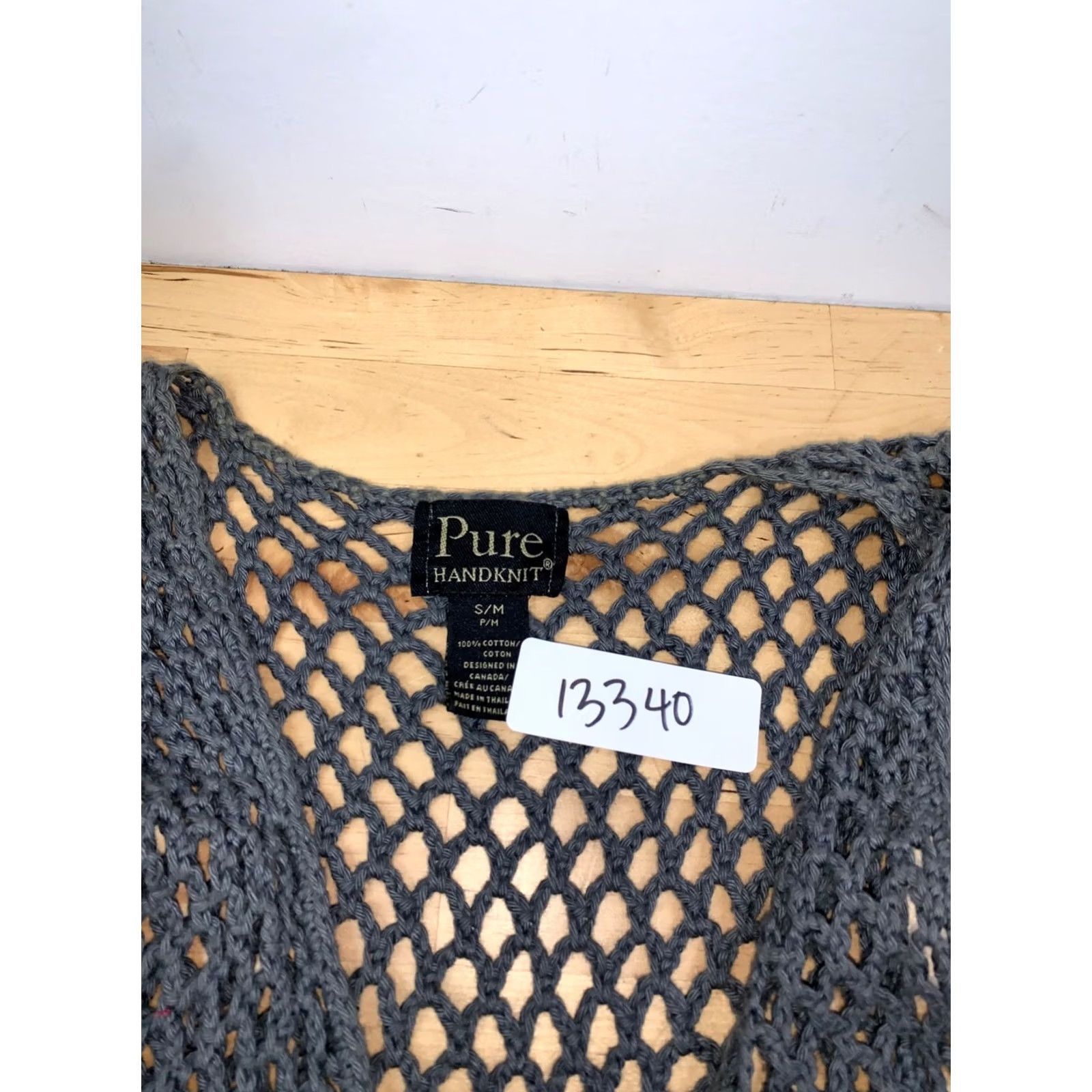 Vintage Pure Handknit Cardigan Women S/M Gray Crochet Casual Bohemian 13340 Sweater Cardigan Womens S/M Gray Crochet Bohemian Winter Fall Size S / US 4 / IT 40 - 2 Thumbnail