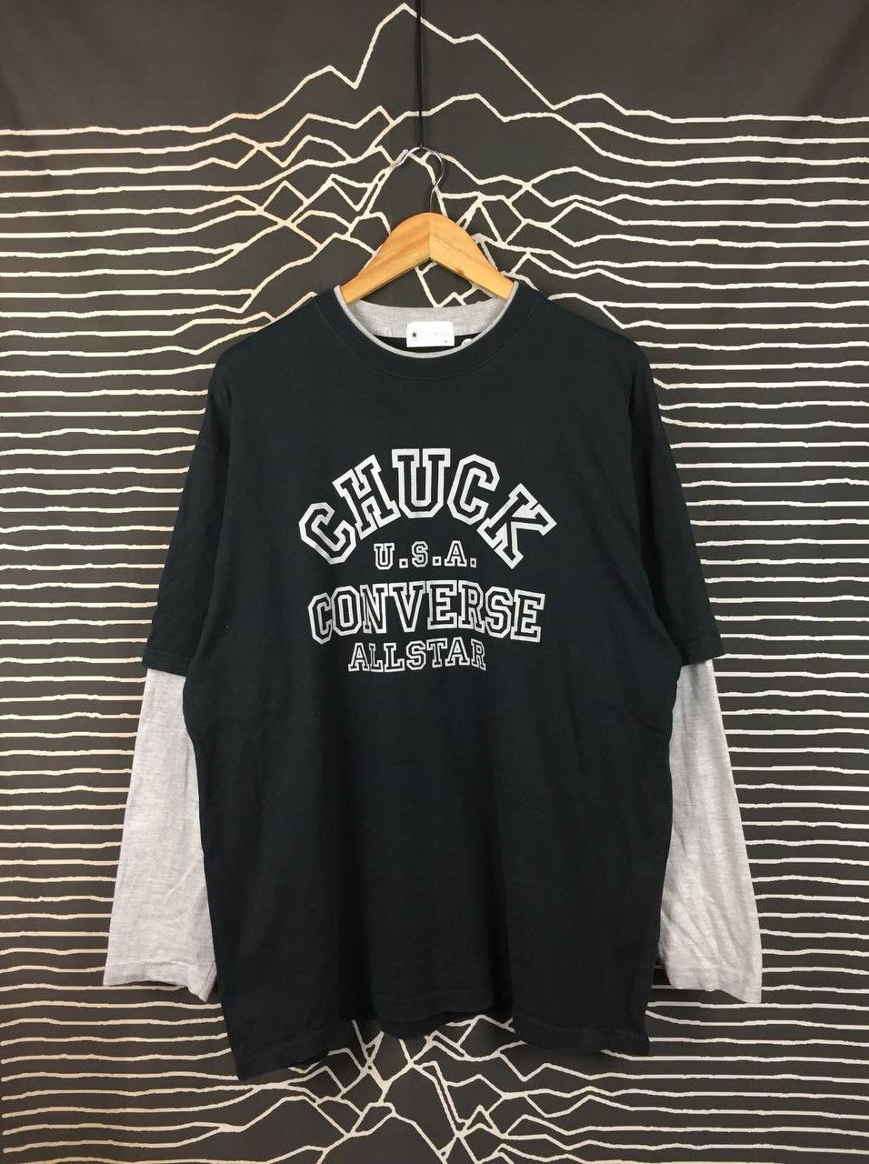 Converse Vtg Converse All Star Chuck U.S.A. Layered Long Sleeve Tee Size US XL / EU 56 / 4 - 2 Thumbnail