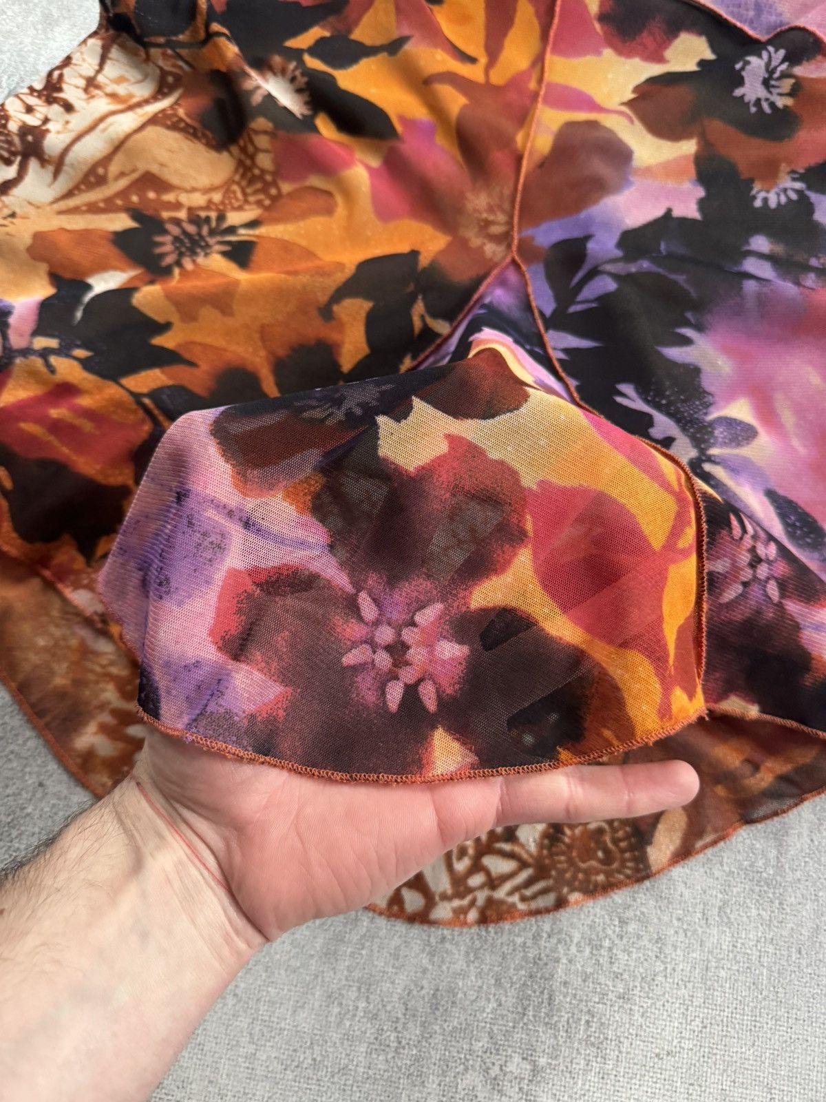 Jean Paul Gaultier Retro 90s skirt mini mesh all printed flowers 🌺 Avantgarde Size 26" / US 2 / IT 38 - 9 Thumbnail