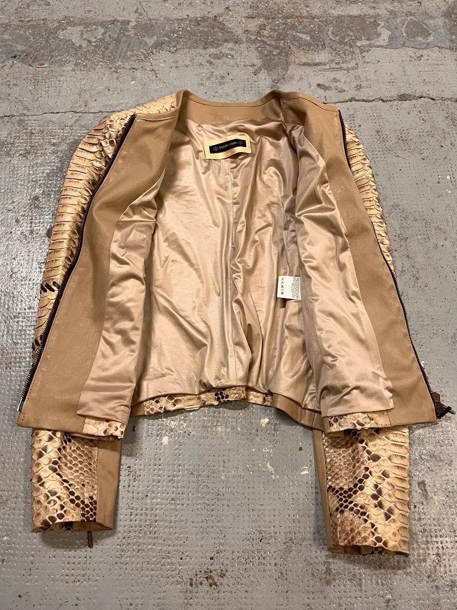 Vintage 2000s Plein Sud Beige Python Leather Jacket Size M / US 6-8 / IT 42-44 - 8 Thumbnail