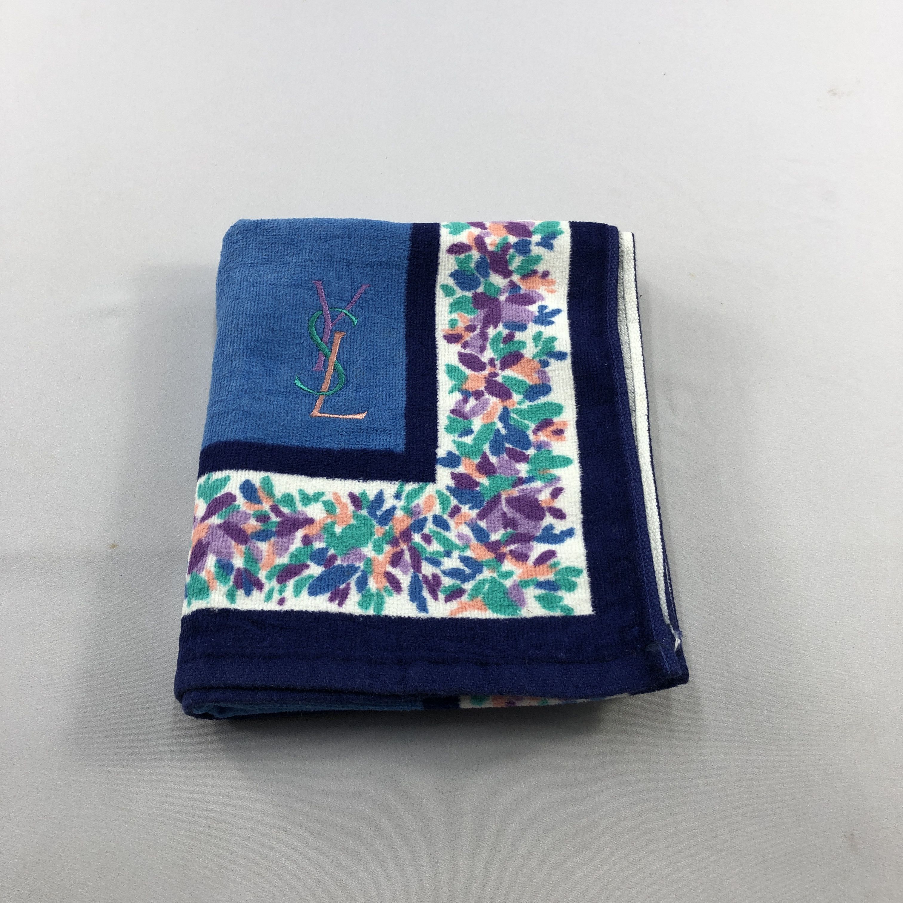 Yves Saint Laurent YSL Floral Handkerchief Neckerchief Hand Towel H3078 Size ONE SIZE - 7 Thumbnail