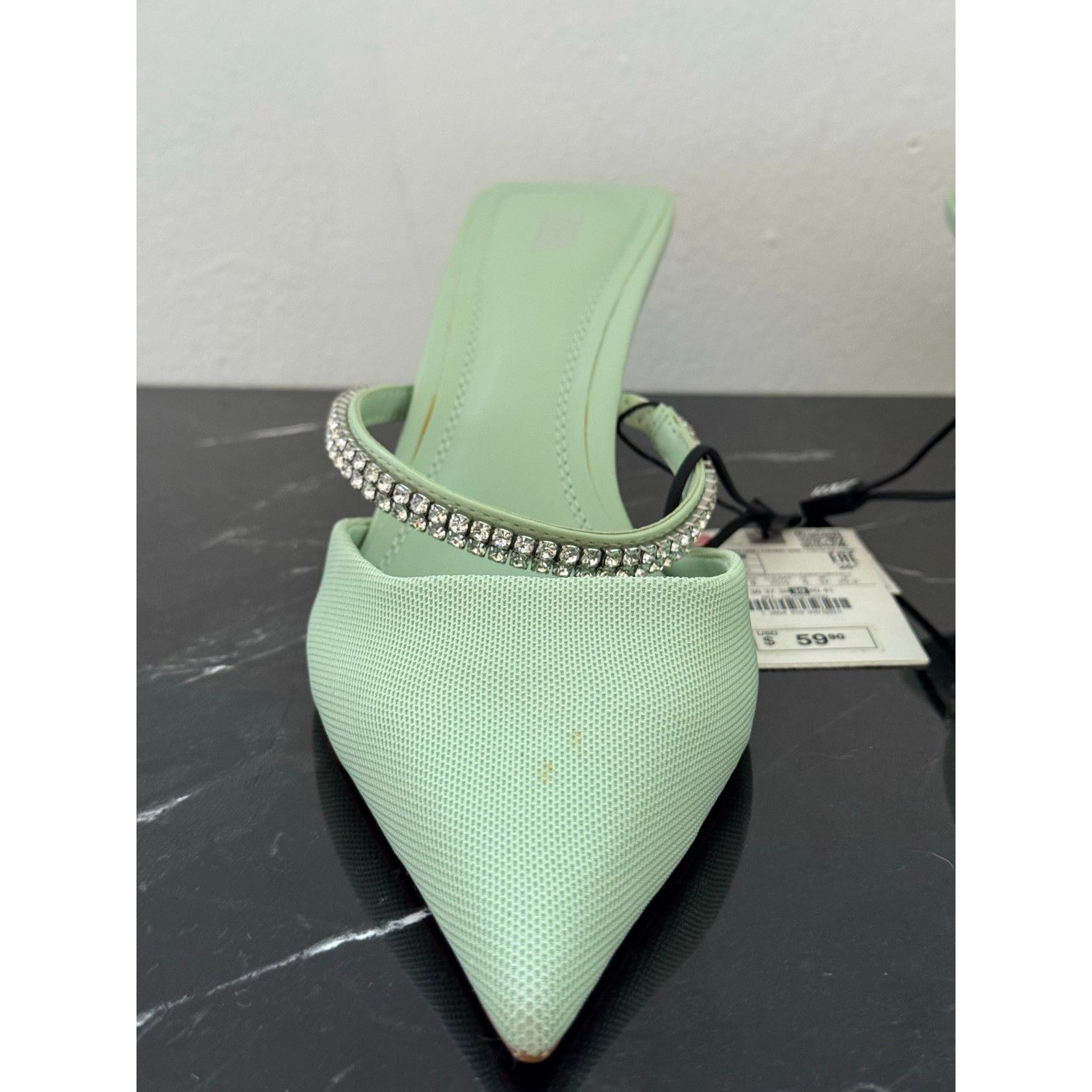 Zara Zara Pistachio Pastel Pointed-toe Mule Kitten Heels Size US 9 / IT 39 - 2 Thumbnail