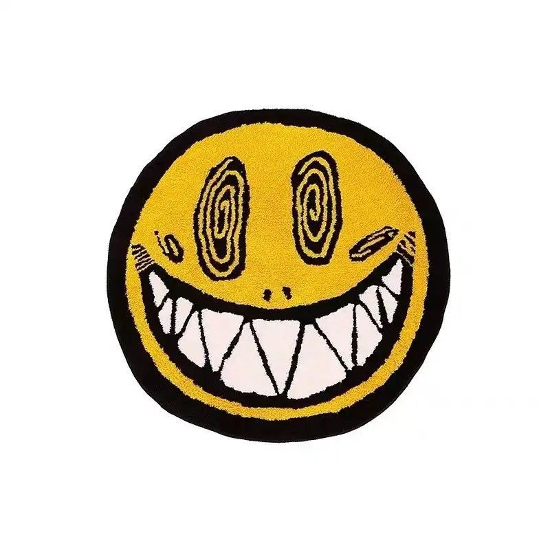 Japanese Brand × Vintage Smile Face Carpet Justins Big Cartoon Rugs 100x100cm Size ONE SIZE - 3 Thumbnail