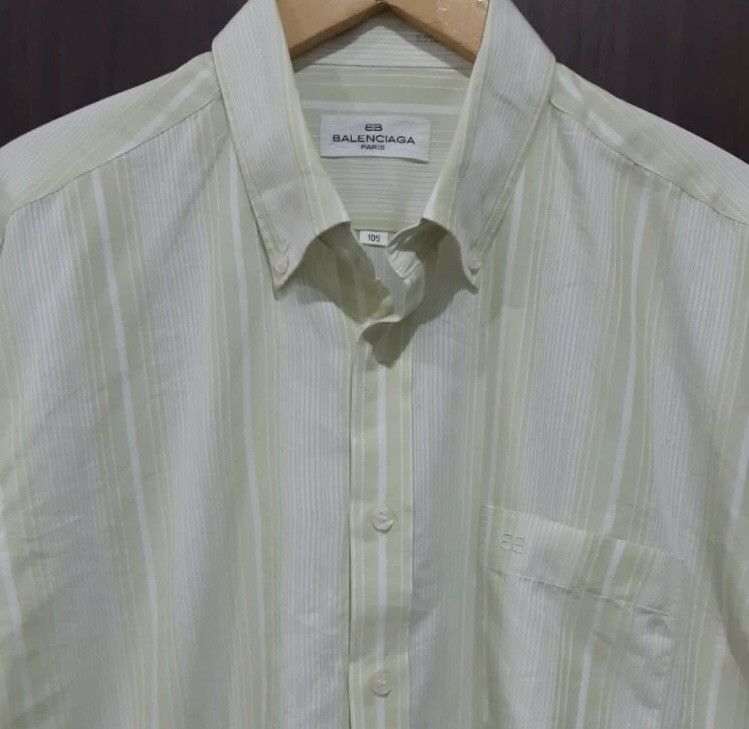 Balenciaga × Vintage Vintage Balenciaga Striped Short Sleeve Shirt Size US XL / EU 56 / 4 - 2 Thumbnail