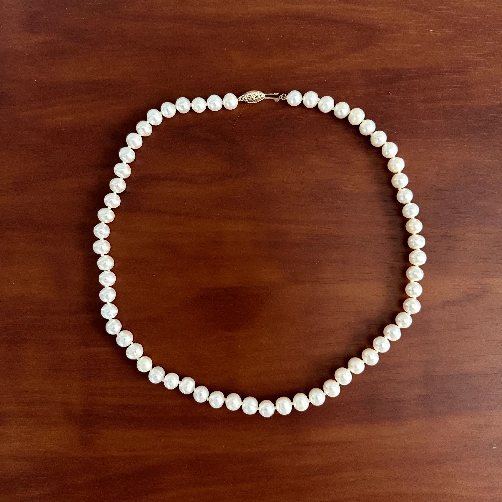 Other Freshwater VTG 18 in. Pearl Necklace with 14k Gold Filigree Size ONE SIZE - 1 Thumbnail