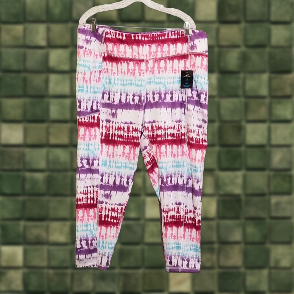 Pro Player ProPlayer Crop Leggings Women's Size 2X Moisture Wicking Athletic Pocket Tie Dye Size 40" / US 18 - 1 Thumbnail