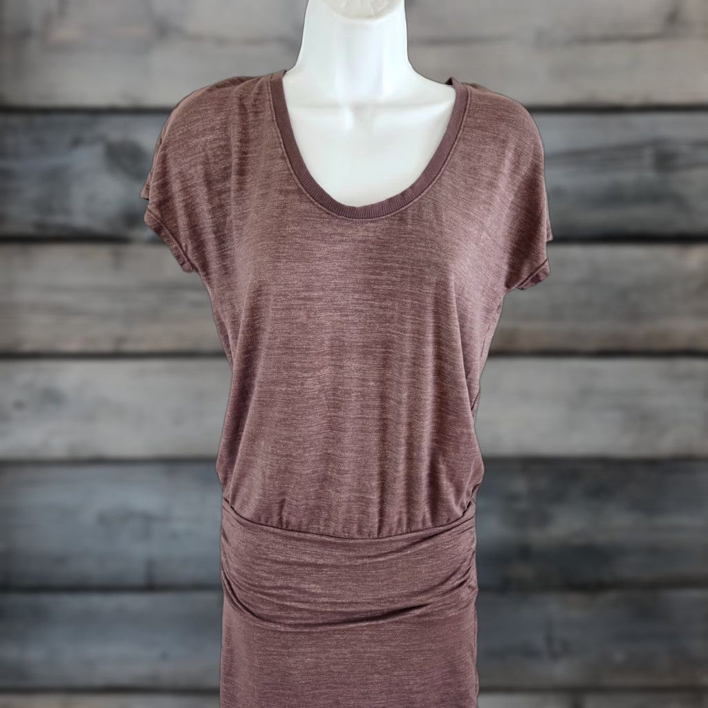 Athleta Athleta Womens Odyssey Tee Dress XS Purple Short Sleeve Ruched Scoop Neck Size 26" / US 2 / IT 38 - 1 Thumbnail