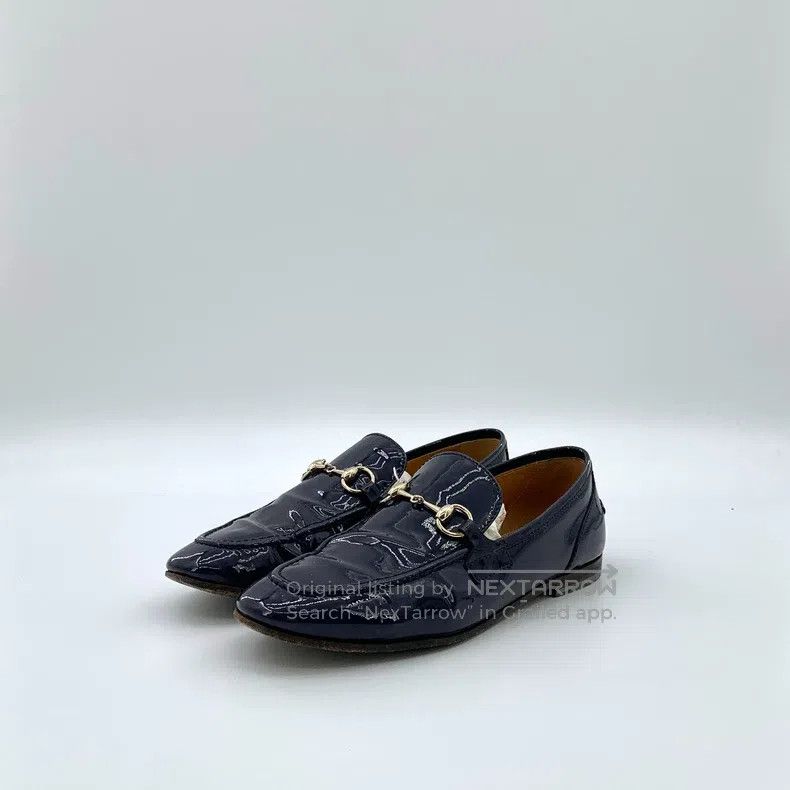 Gucci Gucci Dark blue patent leather sequin horse buckle casual Size US 5 / IT 35 - 1 Thumbnail