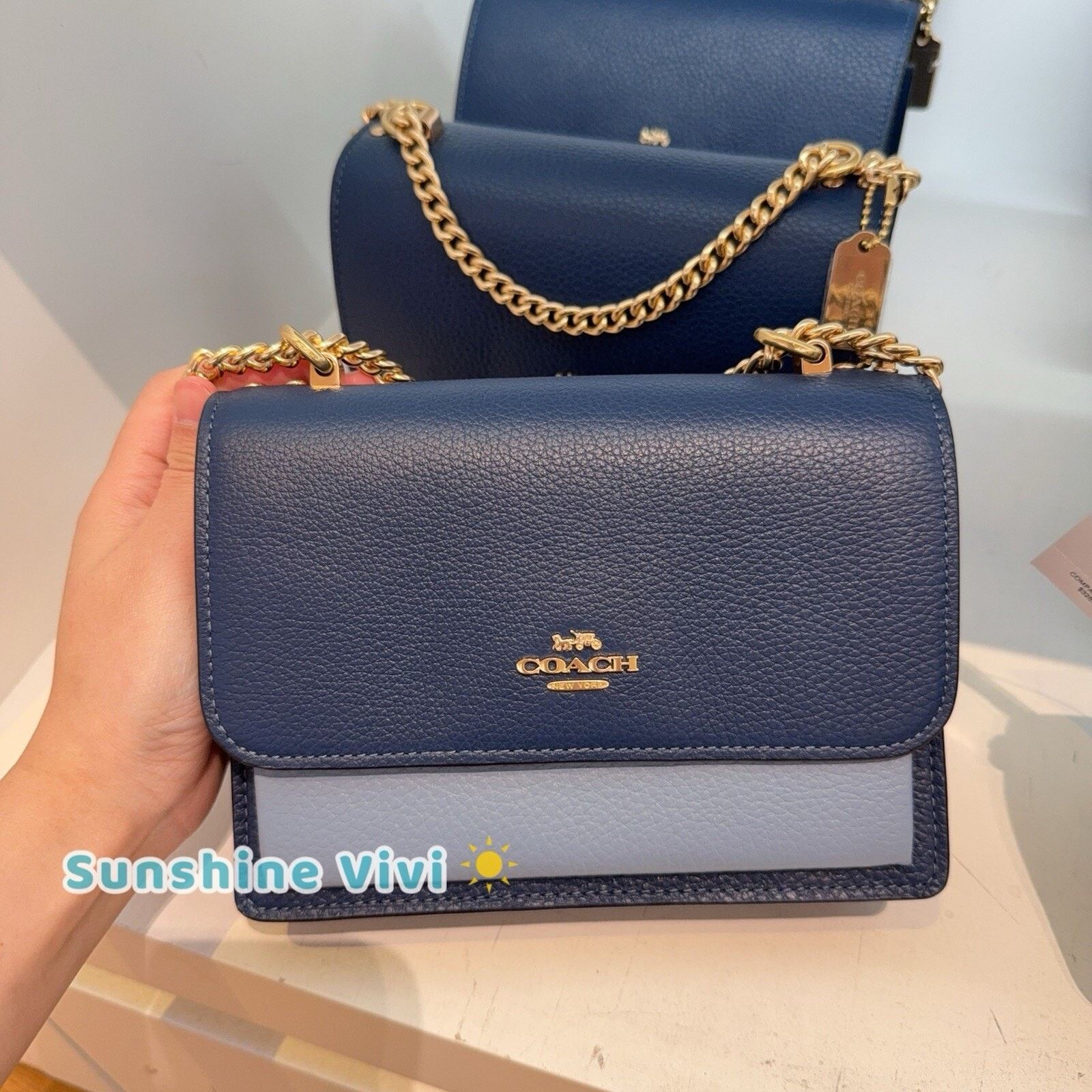 NWT COACH Mini Klare Crossbody Bag CAN19 Deep Blue/Blue Bell