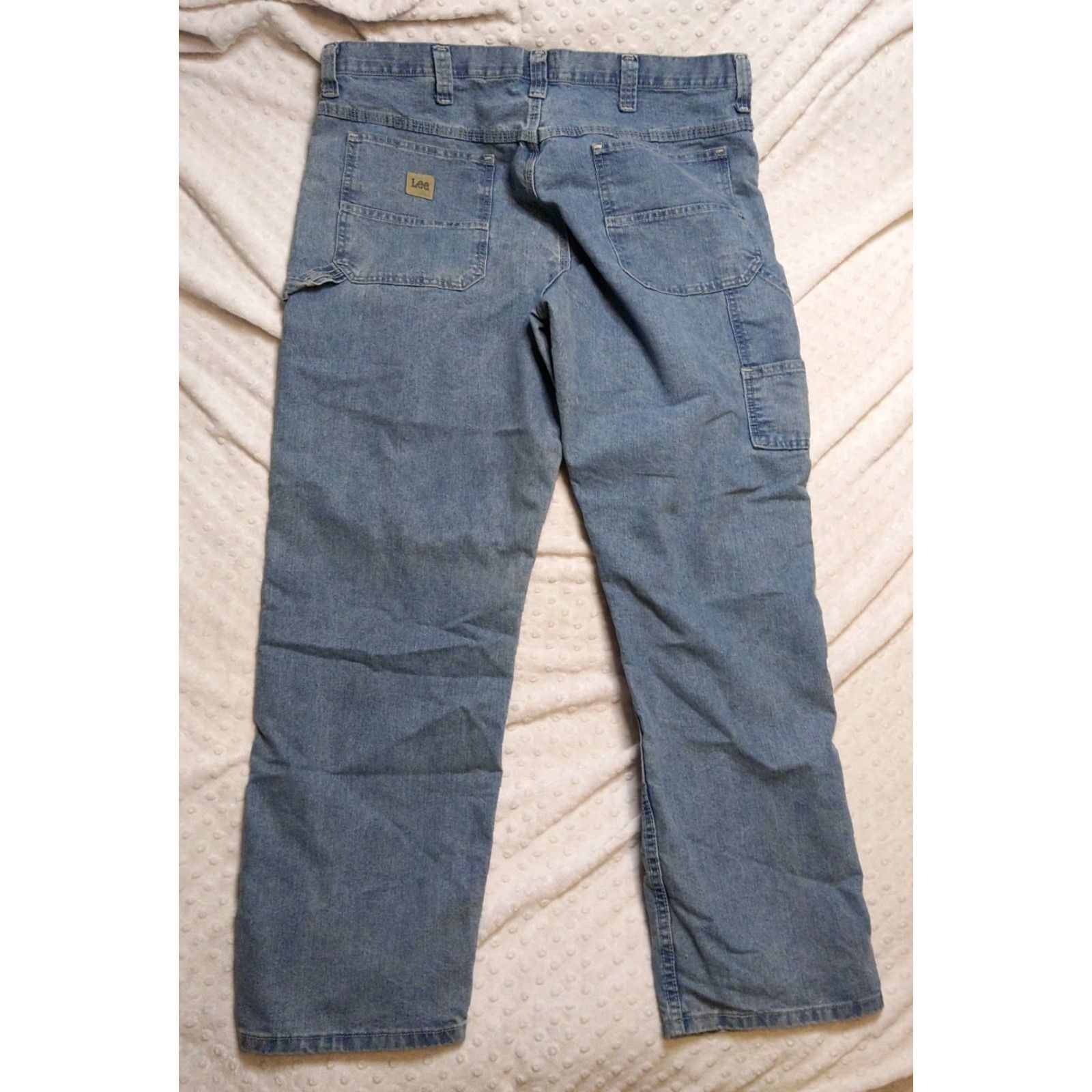 Lee Lee Jeans Mens 38x32 Blue Loose Fit Distressed Vintage Workwear Denim 90s Grunge Mexico Regular Rise Straight Jeans Mens Size US 38 / EU 54 - 6 Thumbnail