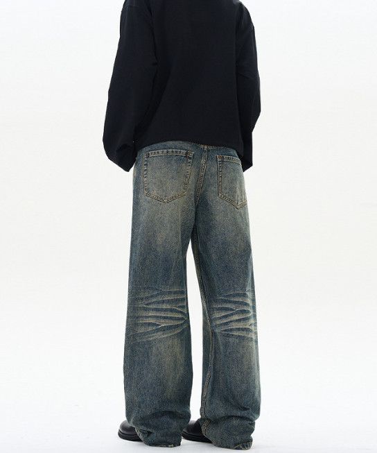 Japanese Brand American street retro whiskered loose straight leg jeans Size US 32 / EU 48 - 5 Thumbnail
