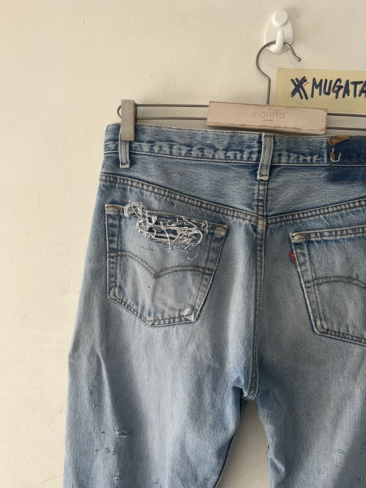 Japanese Brand × Levi's Vintage Clothing × Vintage THRASHED🔥VINTAGE LEVIS 501 RIPPED DENIM KURT KOBAIN Size US 30 / EU 46 - 12 Thumbnail