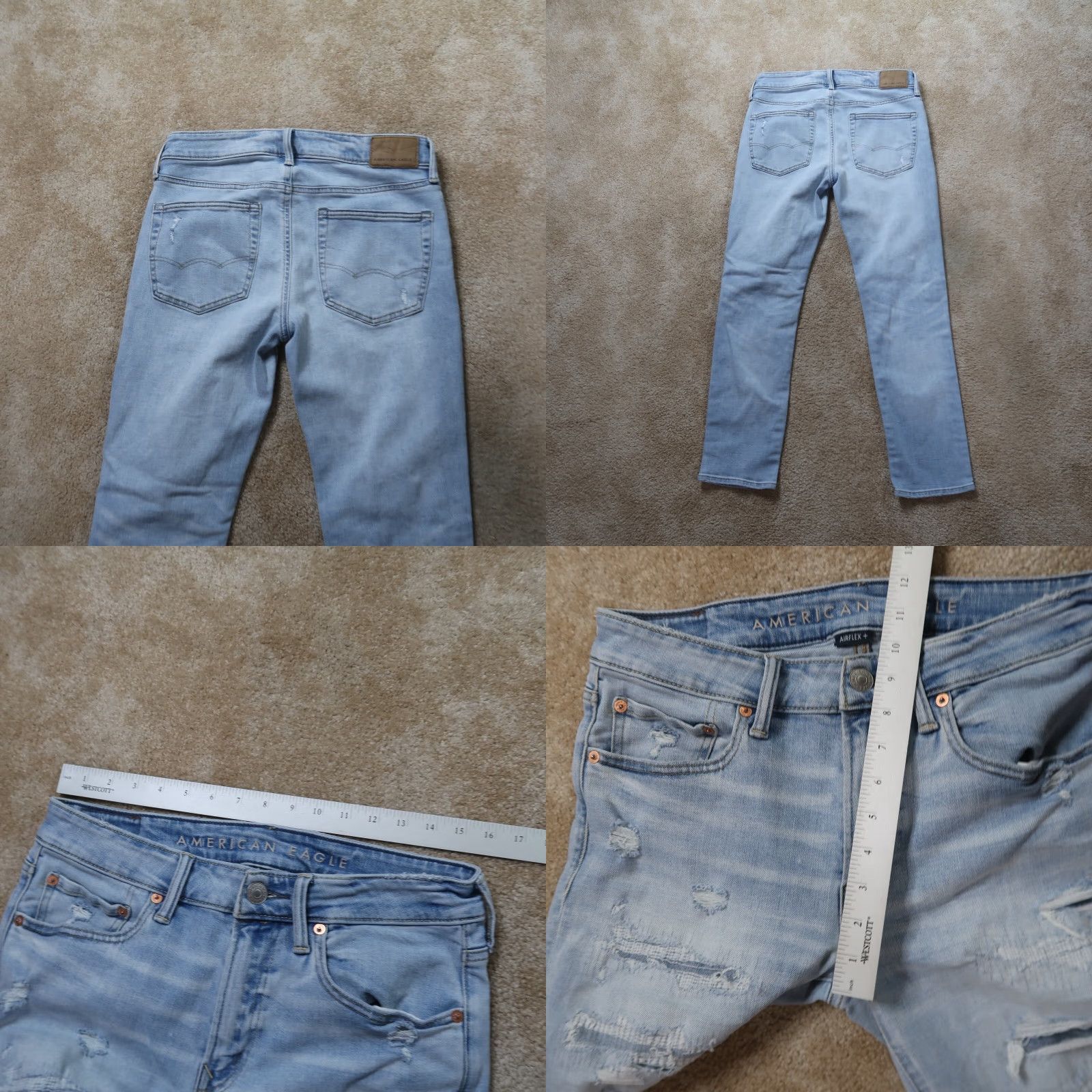 American Eagle Outfitters American Eagle Jeans Men's 31x30 Blue Denim Airflex Slim Straight Size US 31 - 8 Thumbnail