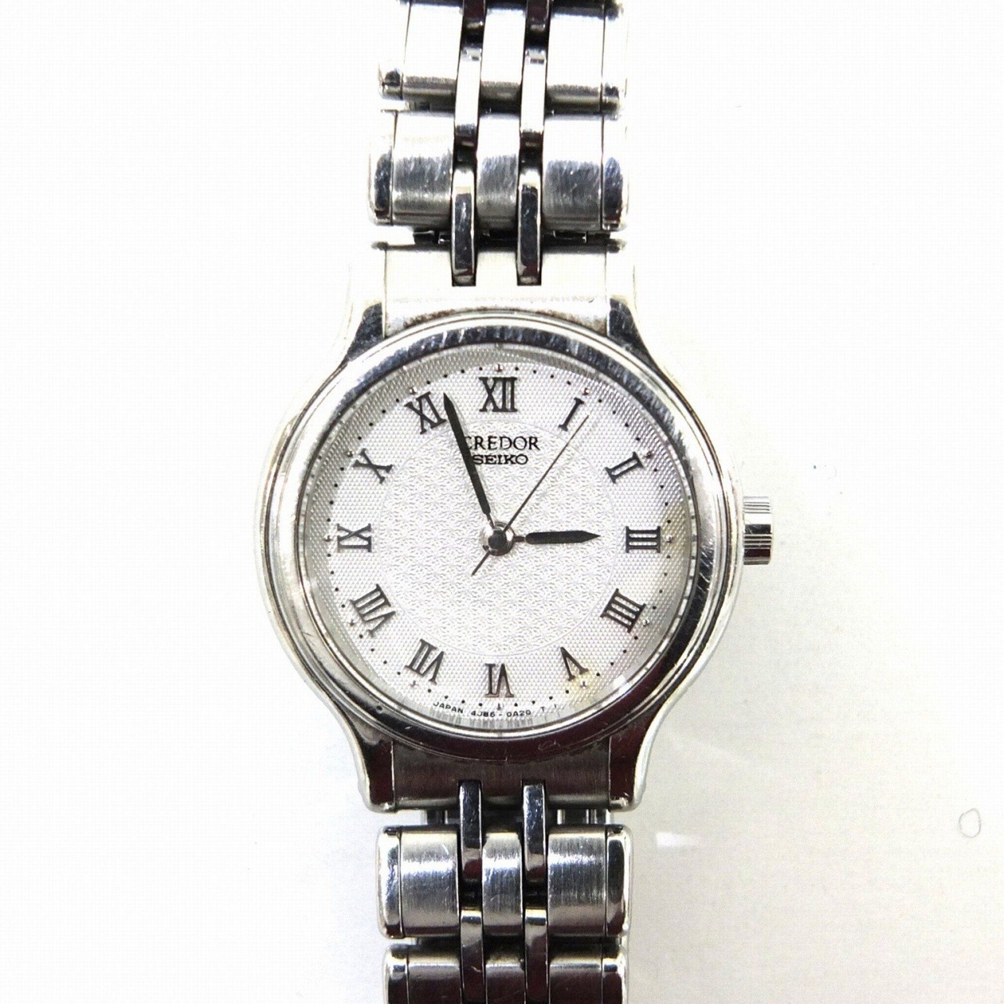 image of Seiko Credor Watch 4J85 0A10 Ladies Quartz Silver Ss Rome Round, Women's