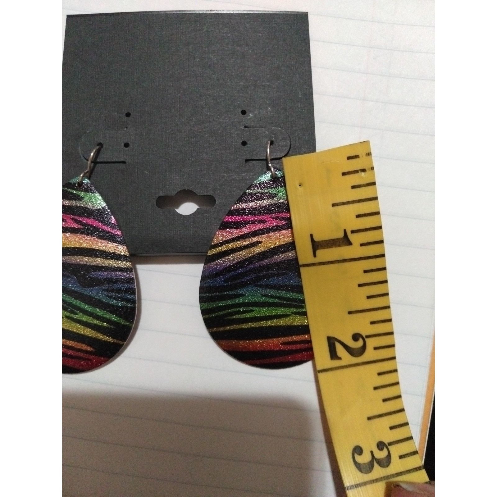 Other Zebra Print Multi-Color Metal Earrings 2 Inch Long Size ONE SIZE - 2 Thumbnail