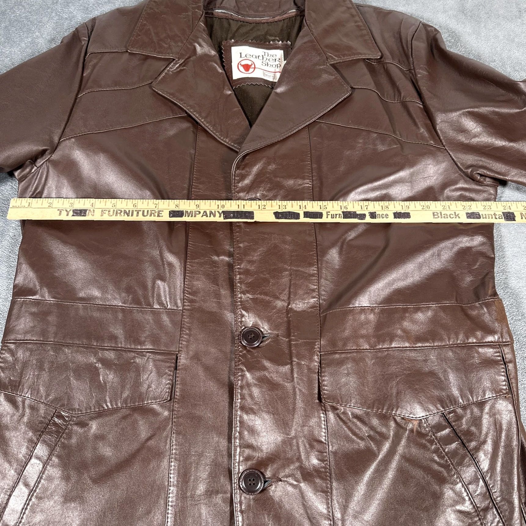 Sears VINTAGE Sears The Leather Shop Brown Leather Car Coat 42 Tall Men's Overcoat 1970s Size US XS / EU 42 / 0 - 6 Thumbnail