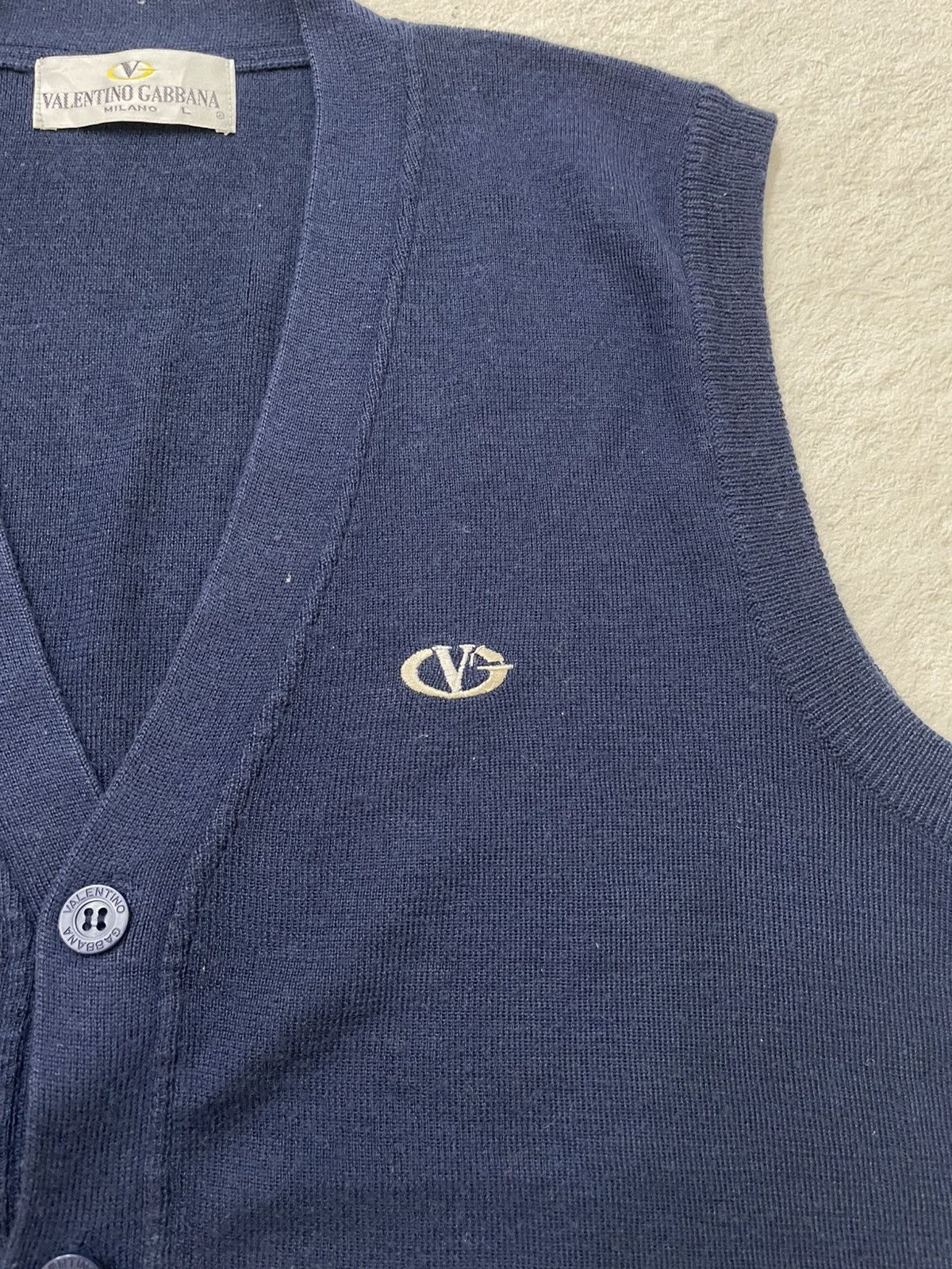 Yves Saint Laurent Vintage Valentino Gabbana Knit Vest Embroidery Y2K YSL CDG Size 44R - 3 Thumbnail