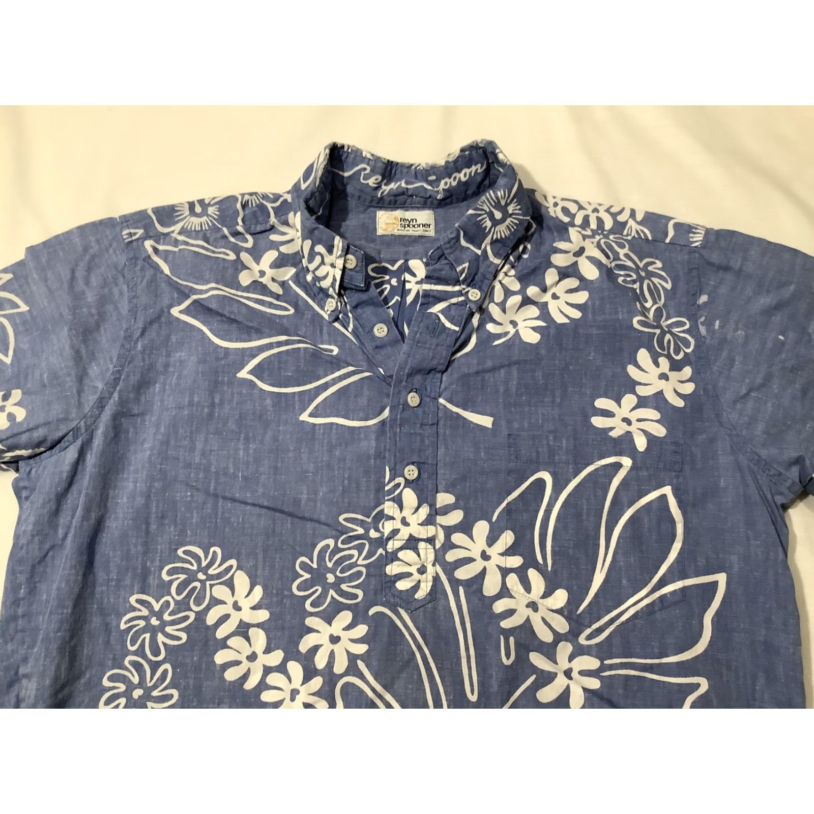 Reyn Spooner VINTAGE Reyn Spooner Shirt Mens Large Blue Chambray Hawaiian Floral Short Sleeve Aloha Size US L / EU 52-54 / 3 - 2 Thumbnail