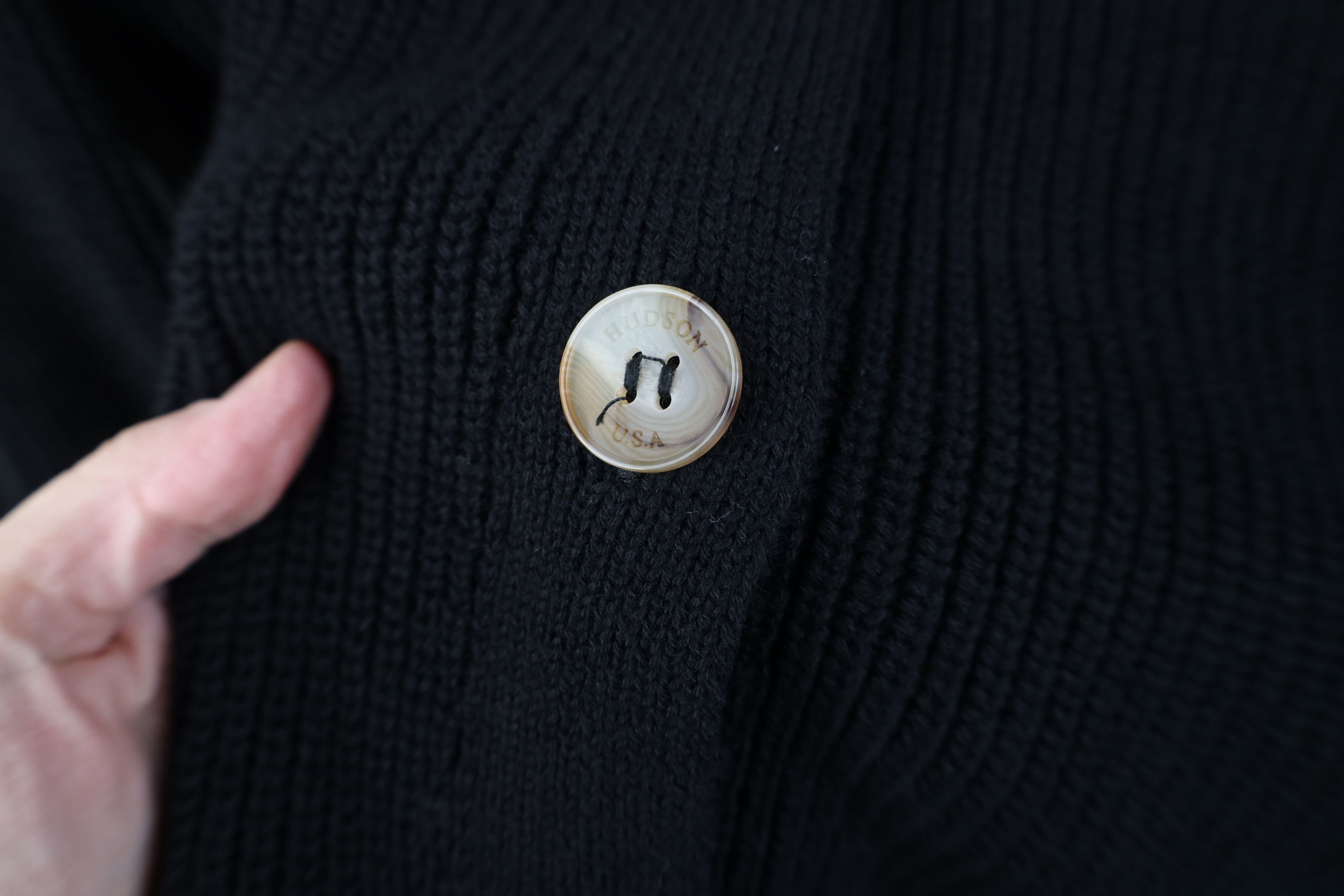 Vintage Hudson Jeans Blank Chunky Ribbed Knit Cardigan Sweater Black Size L / US 10 / IT 46 - 4 Thumbnail