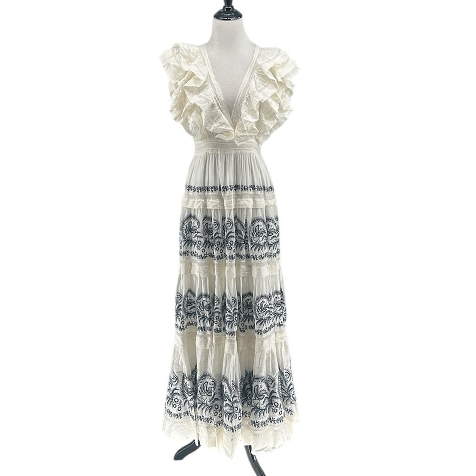 Ulla Johnson Ulla Johnson Marjorie Embroidered Tiered Ruffle Maxi Dress Size XS / US 0-2 / IT 36-38 - 1 Thumbnail