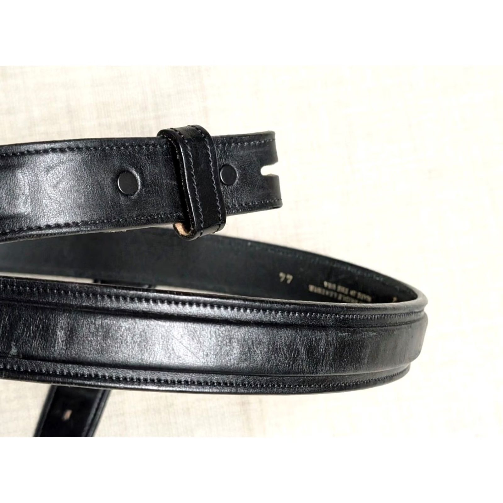 Vintage VINTAGE USA MADE WESTERN BUCKLE BELT 1-1/4" 44 BLACK ENGLISH BRIDLE LEATHER COWBOY H Bum Size 44 - 3 Thumbnail