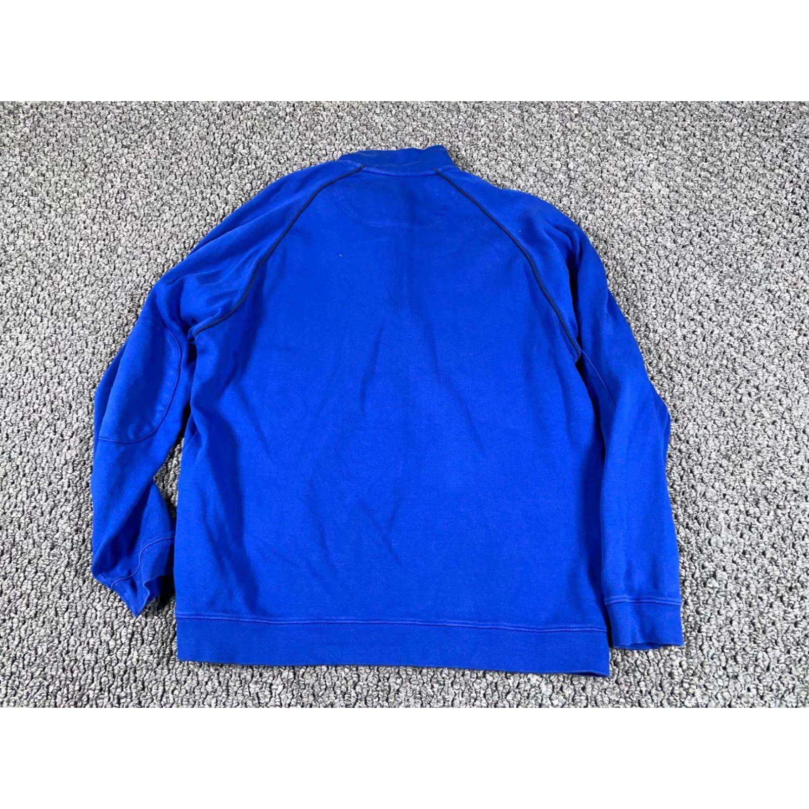 Orvis VINTAGE Orvis Signature Collection 1/4 Zip Sweater Men’s Large Blue Elbow Patches Pima Cotton Knit Pullover Size US L / EU 52-54 / 3 - 2 Thumbnail