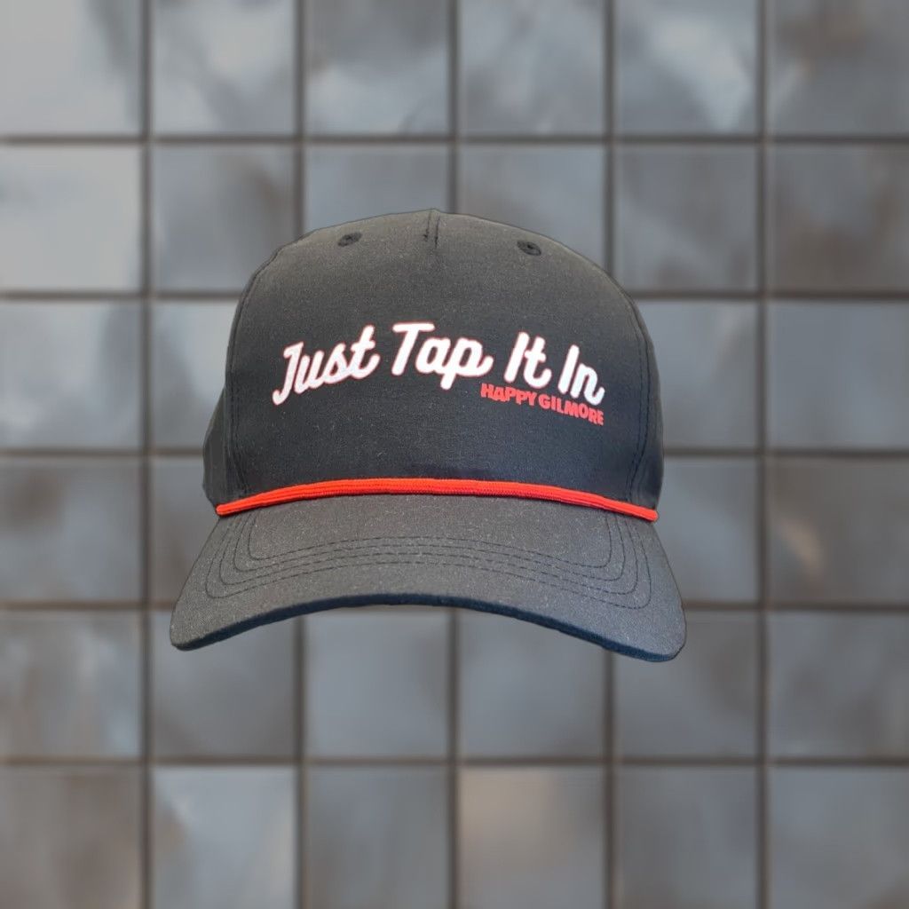 Vintage HAPPY GILMORE Hat Mens One Size Black Just Tap It In Snapback Movie Golf OSFM Universal Studios Hollywood Baseball Cap Size ONE SIZE - 1 Thumbnail