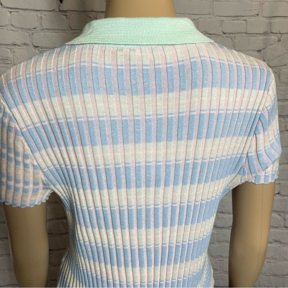 Other NWT New Frayed Alissa Crop Striped Ribbed Short Sleeve Cott Size L / US 10 / IT 46 - 9 Thumbnail