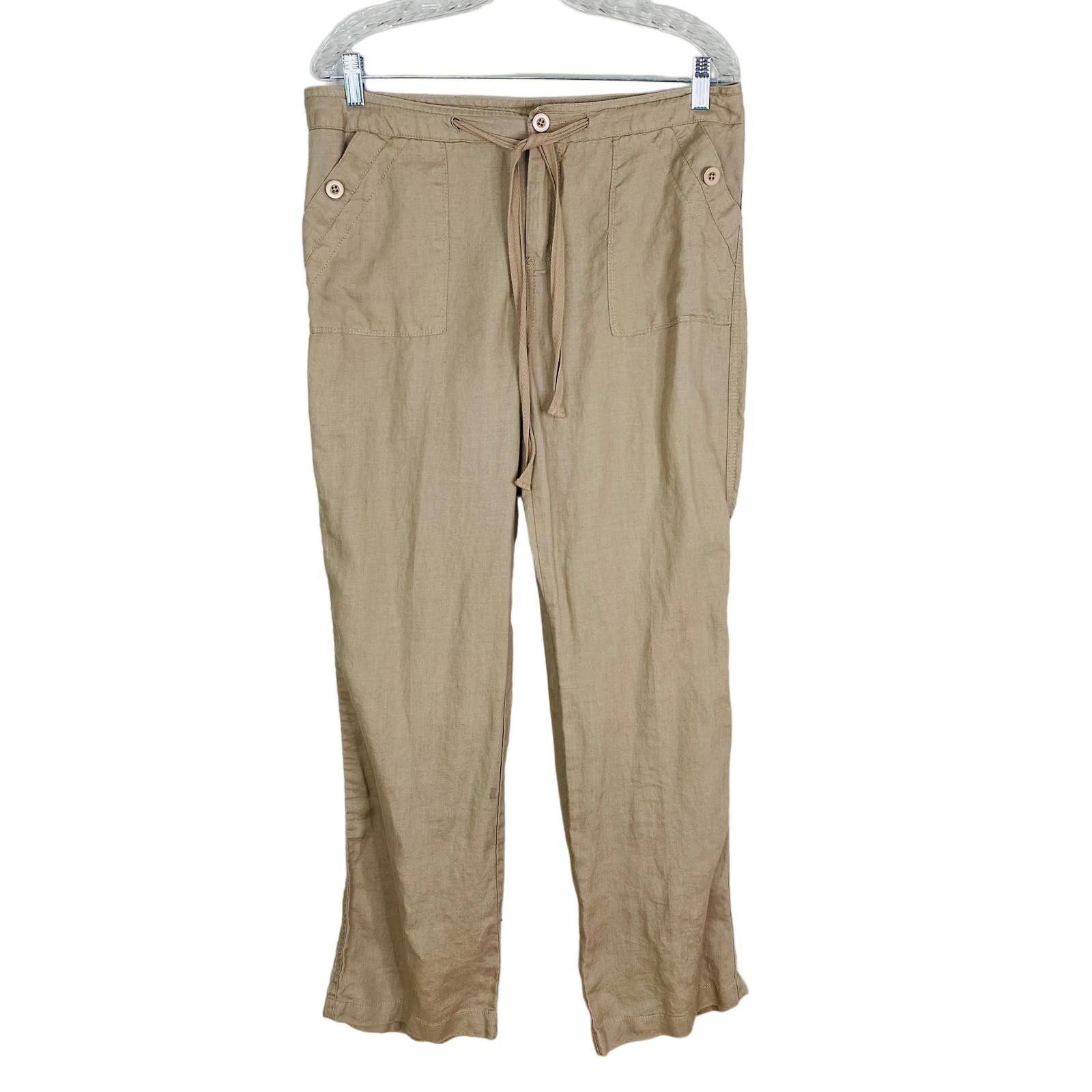 cynthia rowley Cynthia Rowley Pants Linen 10 Taupe Beige Straight Grailed