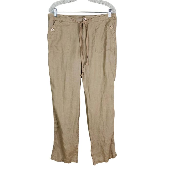 cynthia rowley Cynthia Rowley Pants Linen 10 Taupe Beige Straight | Grailed