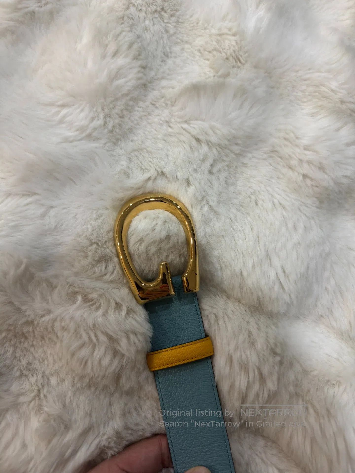 Gucci Guicci size 85 Contrasting Gold Buckle Belt| Size ONE SIZE - 6 Thumbnail