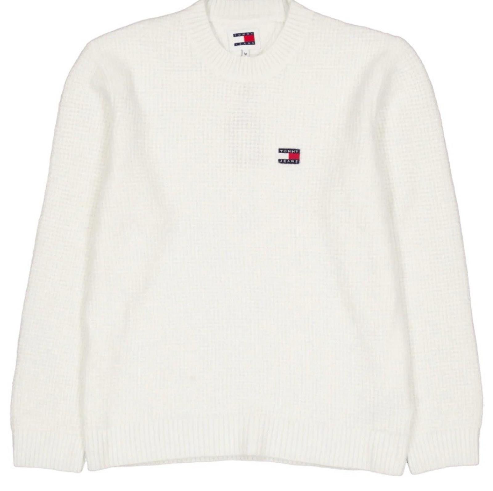 Tommy Hilfiger Tommy Jeans Waffle Knit Sweater White Melange Size L Bnwt Size US L / EU 52-54 / 3 - 1 Thumbnail