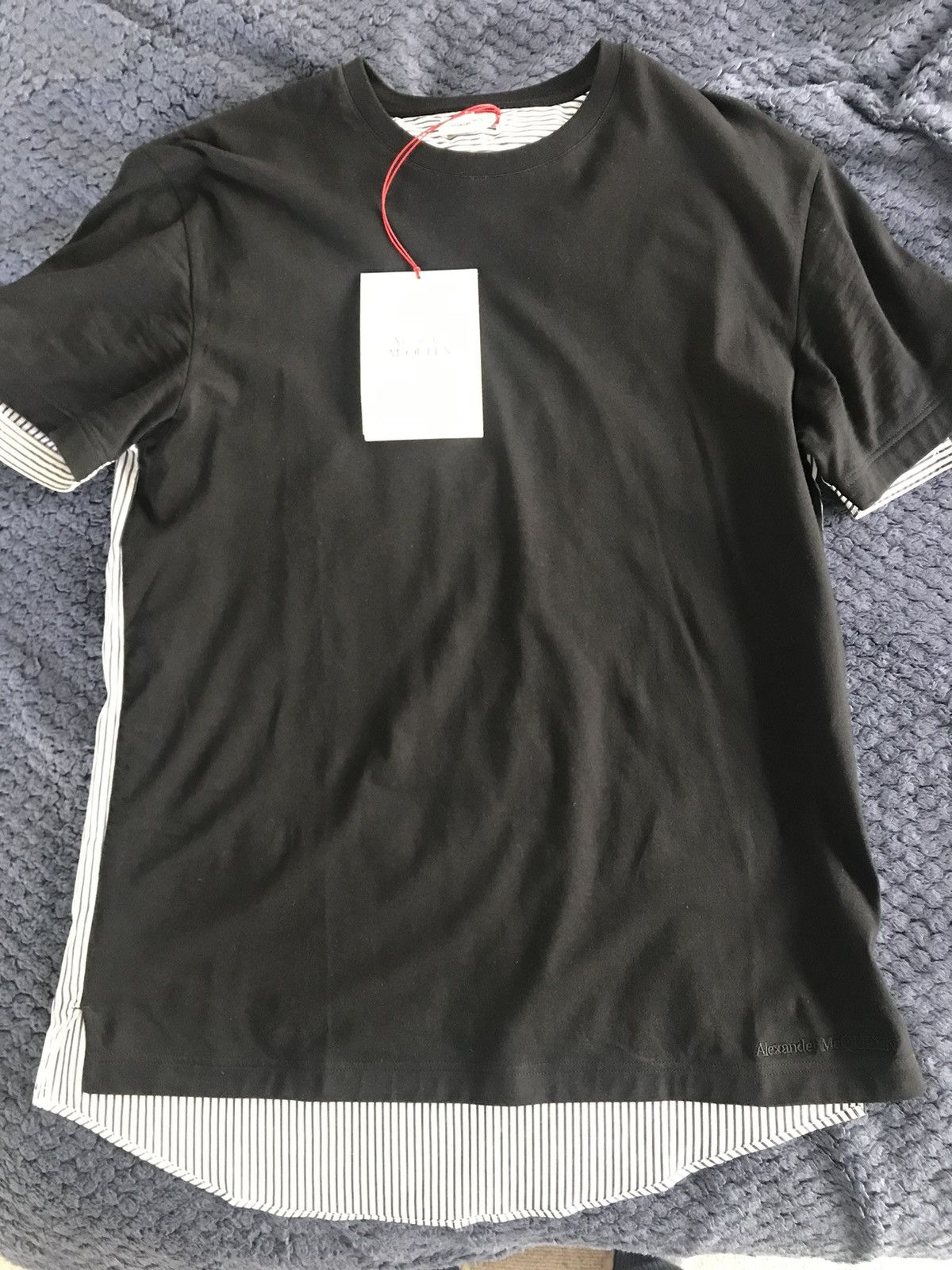 Alexander McQueen Black & White Stripped Graffiti T- Shirt Size US XL / EU 56 / 4 - 13 Thumbnail