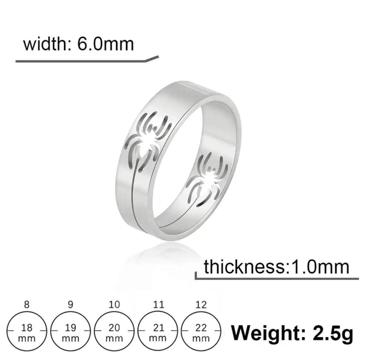 Anime Silver Skyrim Stainless Steel Spider Ring for Men Women Size ONE SIZE - 4 Thumbnail